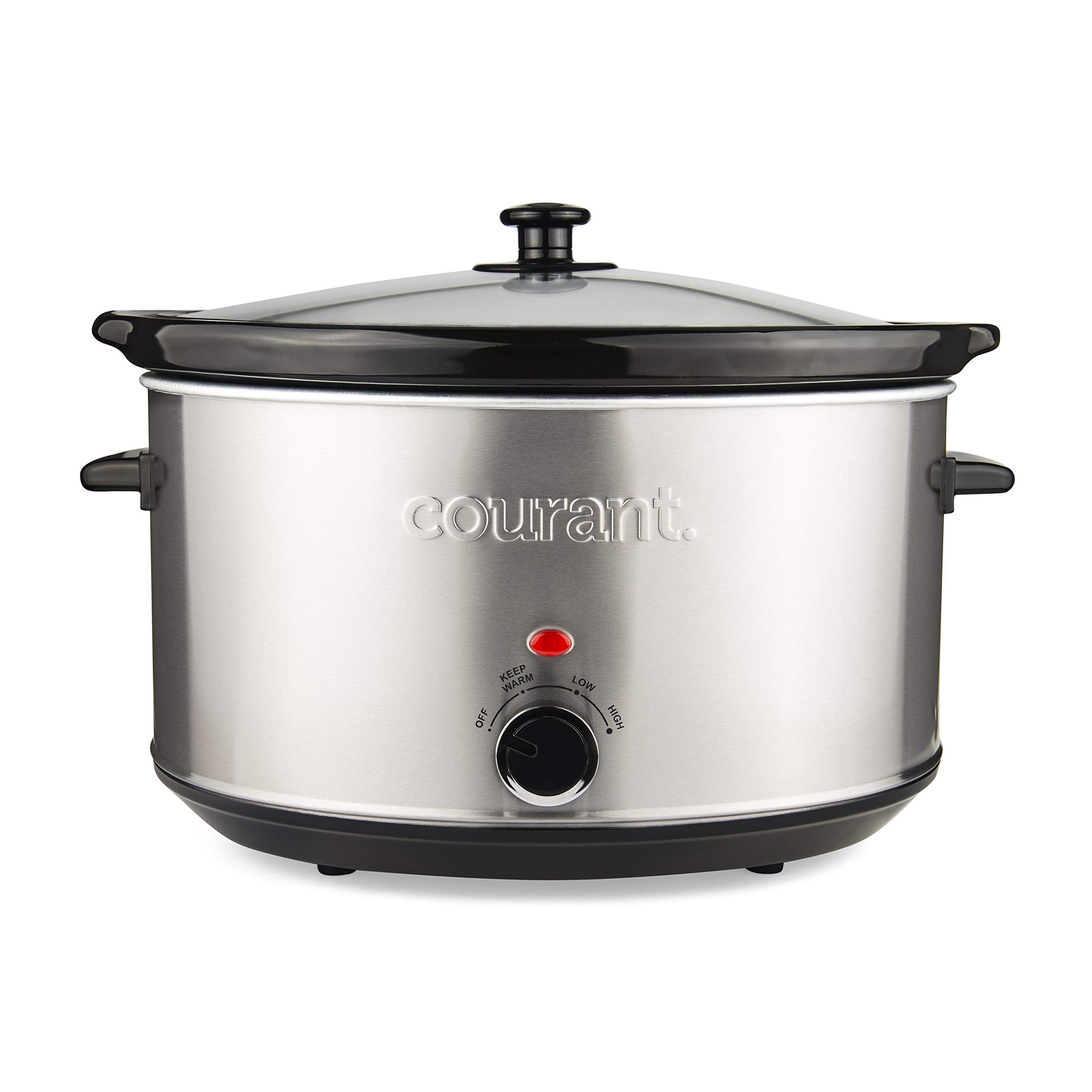 Courant Oval Slow Cooker Crock, With Easy Options 8.5 Quart Dishwasher Safe Pot, Stainless Steel
