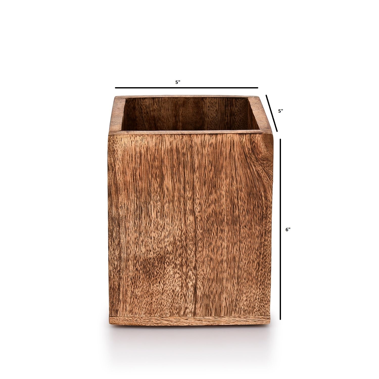 Samhita Mango Wood Burning Finished Kitchen Utensil Holder For Countertop, Utensil Holder Container For Kitchen Cooking Utensil.