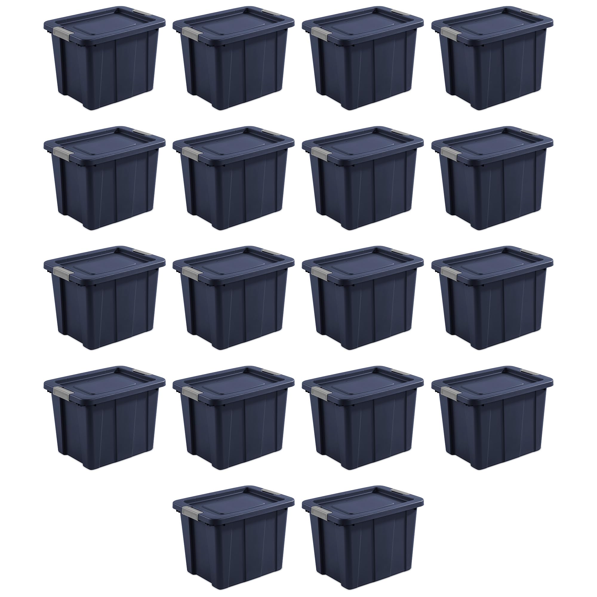 Sterilite 18-Pack Storage Bins With Lids, Heavy Duty Totes, Tuff1, 18 Gallon, Dark Indigo