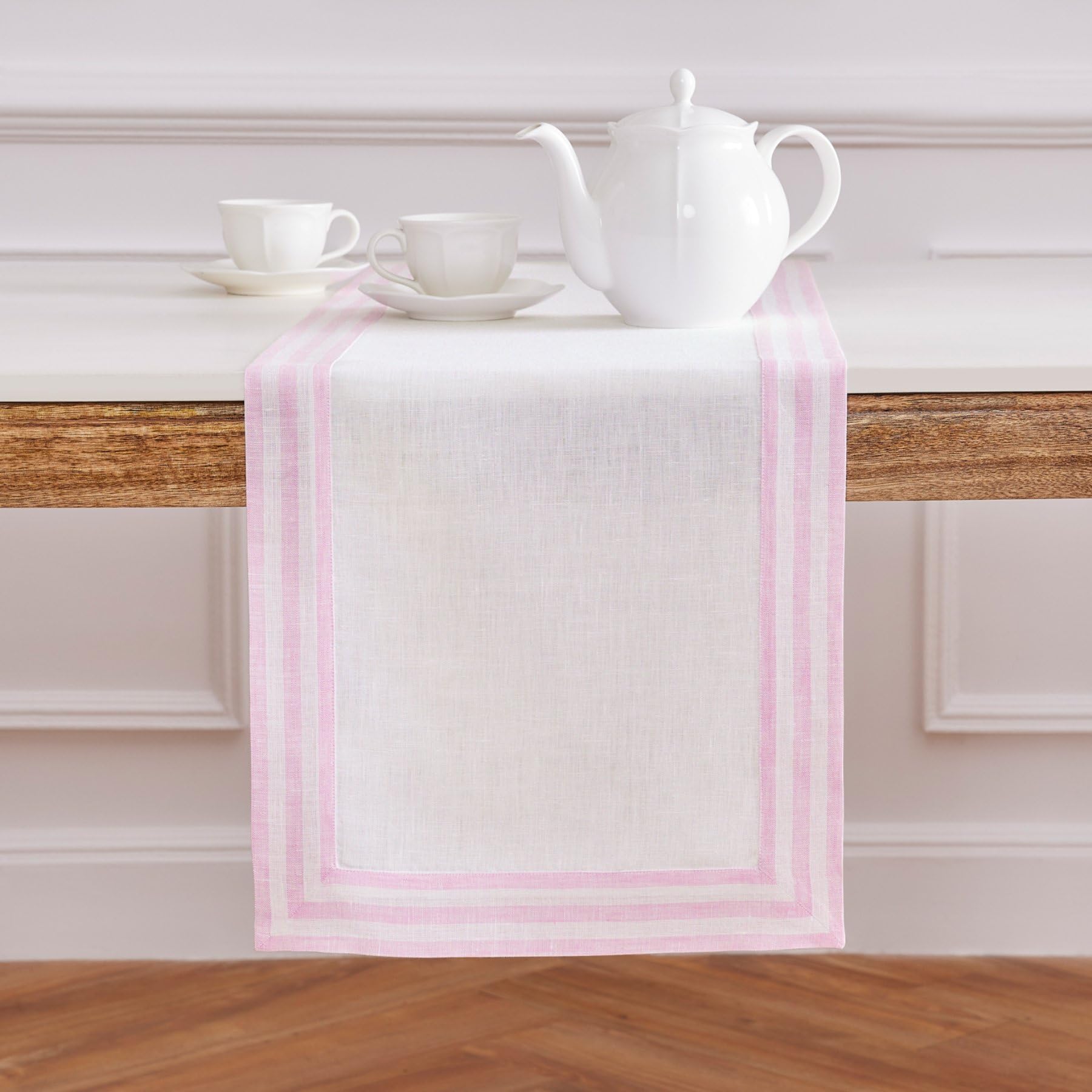 Solino Home Linen Table Runner 72 Inches Long - Mila, 100% Pure Linen Cherry Blossom Table Runner 14 X 72 Inch Ideal For Wedding