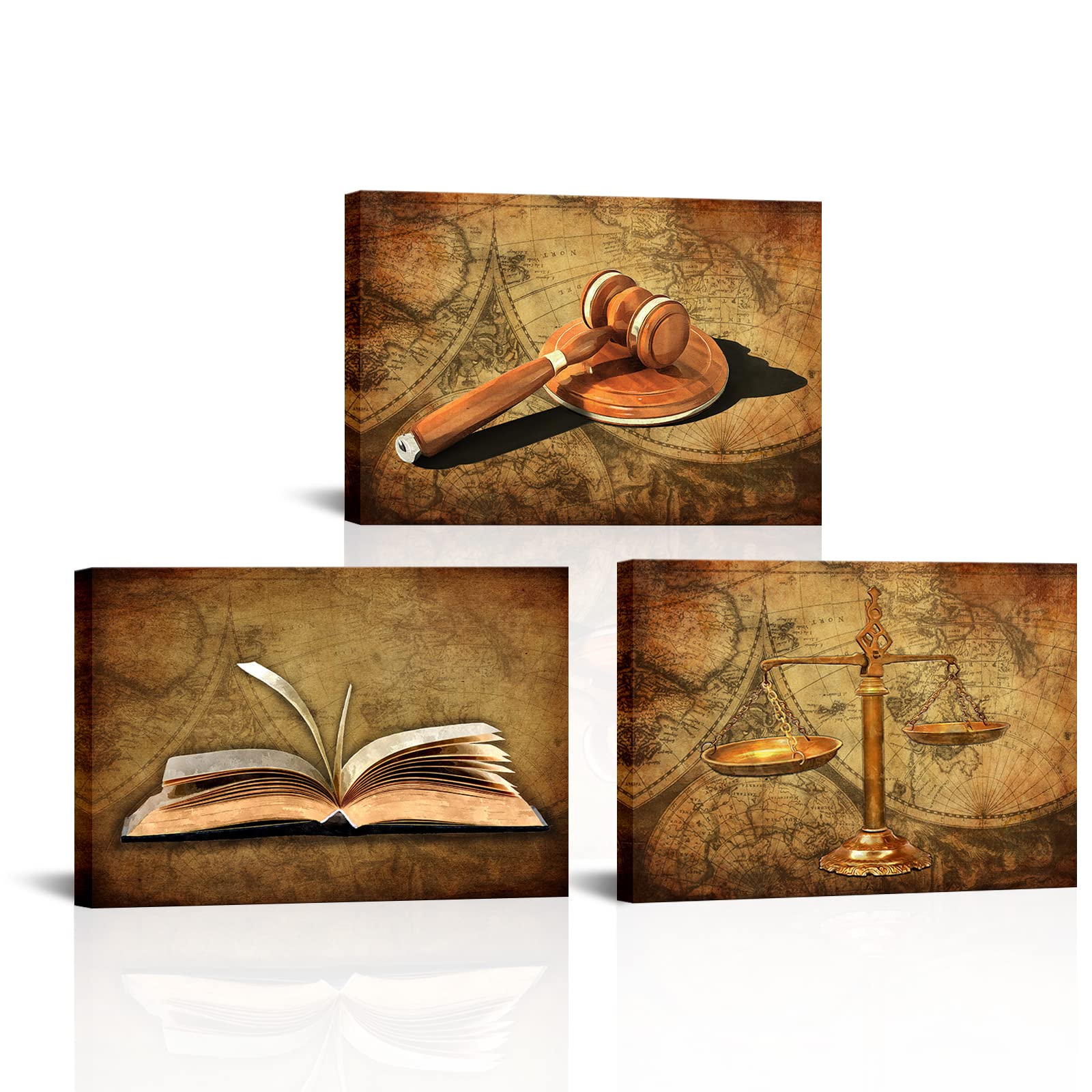 Homeoart Scales Of Justice Lawyer Office Decor Painting Judge Gifts Framed Canvas Prints Ready To Hang 16X24X3Pieces