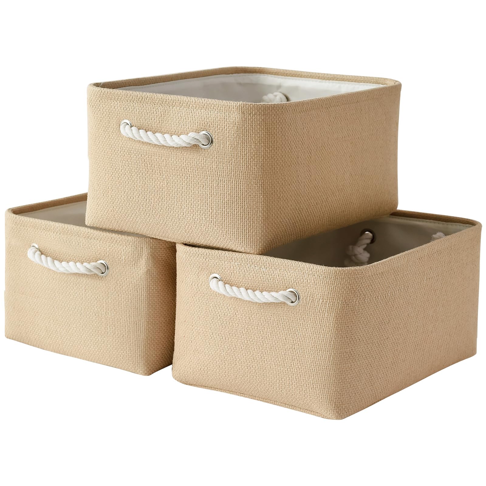 Thewarmhome Organization And Storage Bin For Shelves - Large 3 Pack 16X12X8 Inch Storage Basket For Organizing, Canves Storage C