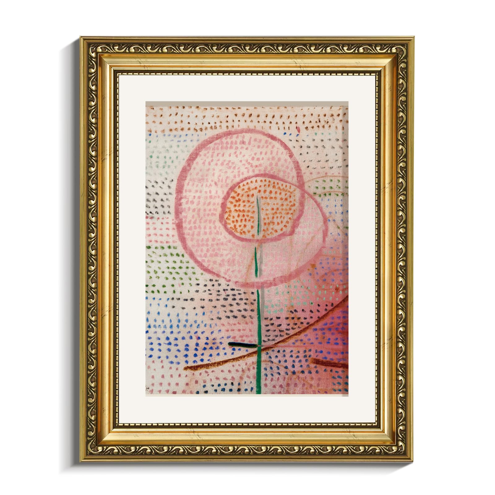 Viyyiea Gold Framed Wall Art Canvas Print Home Decor Red Flower Wall Art Black Background Floral Scenic Oil Painting Aesthetic W