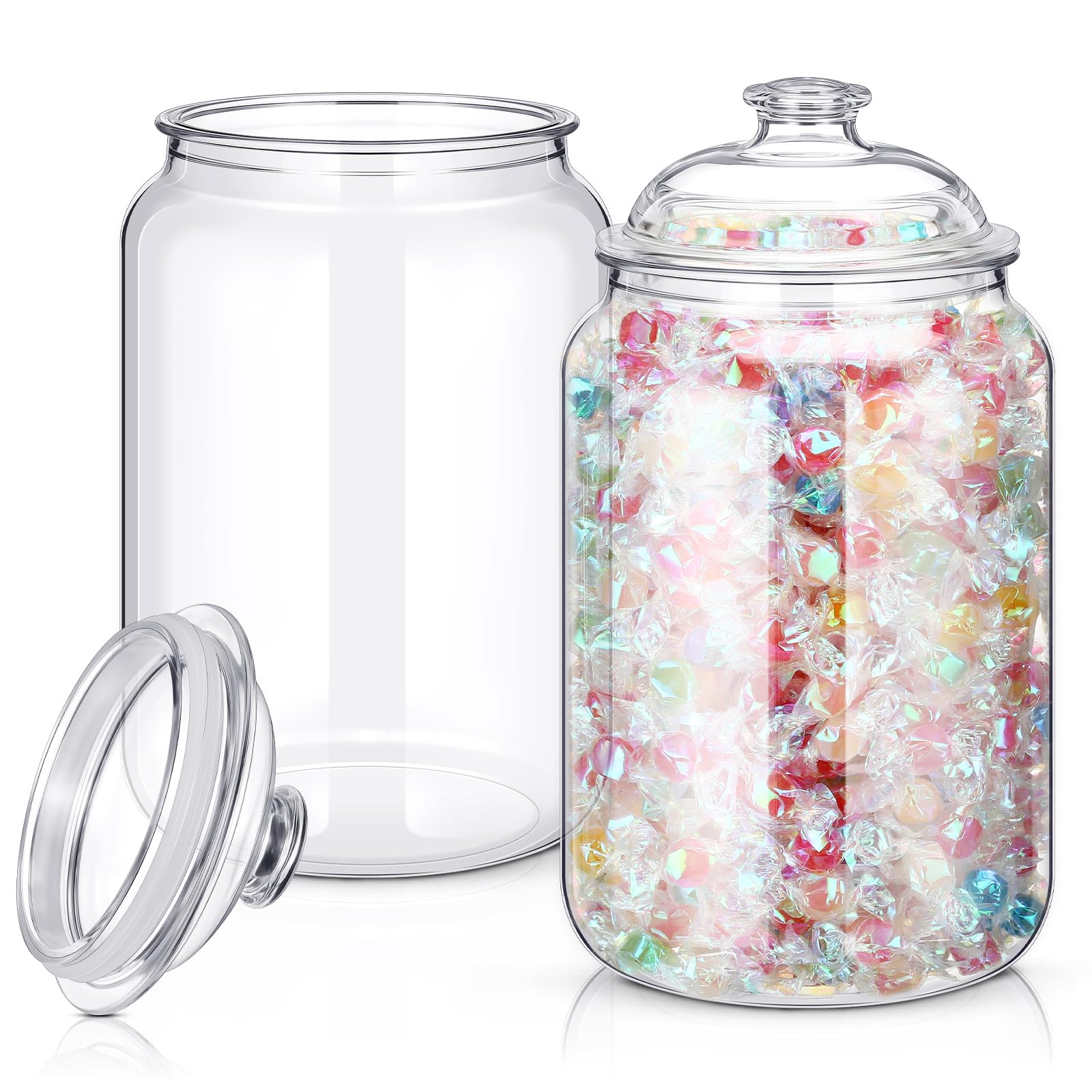 Nuogo 2 Pcs 1 Gallon 128 oz Candy & Cookie Jar Plastic Jars with Lids Decorative Apothecary and Candy Buffet Container Clear Air