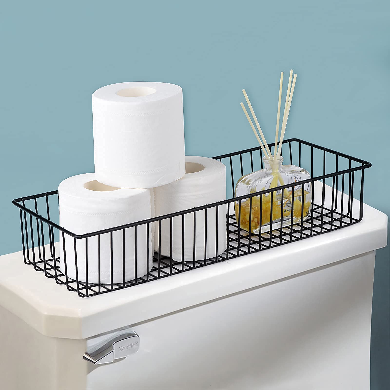 Wetheny Farmhouse Decor Metal Wire Organizer Storage Basket Bin (1 Pack) -Toilet Paper Storage - Organization And Storage For Ba