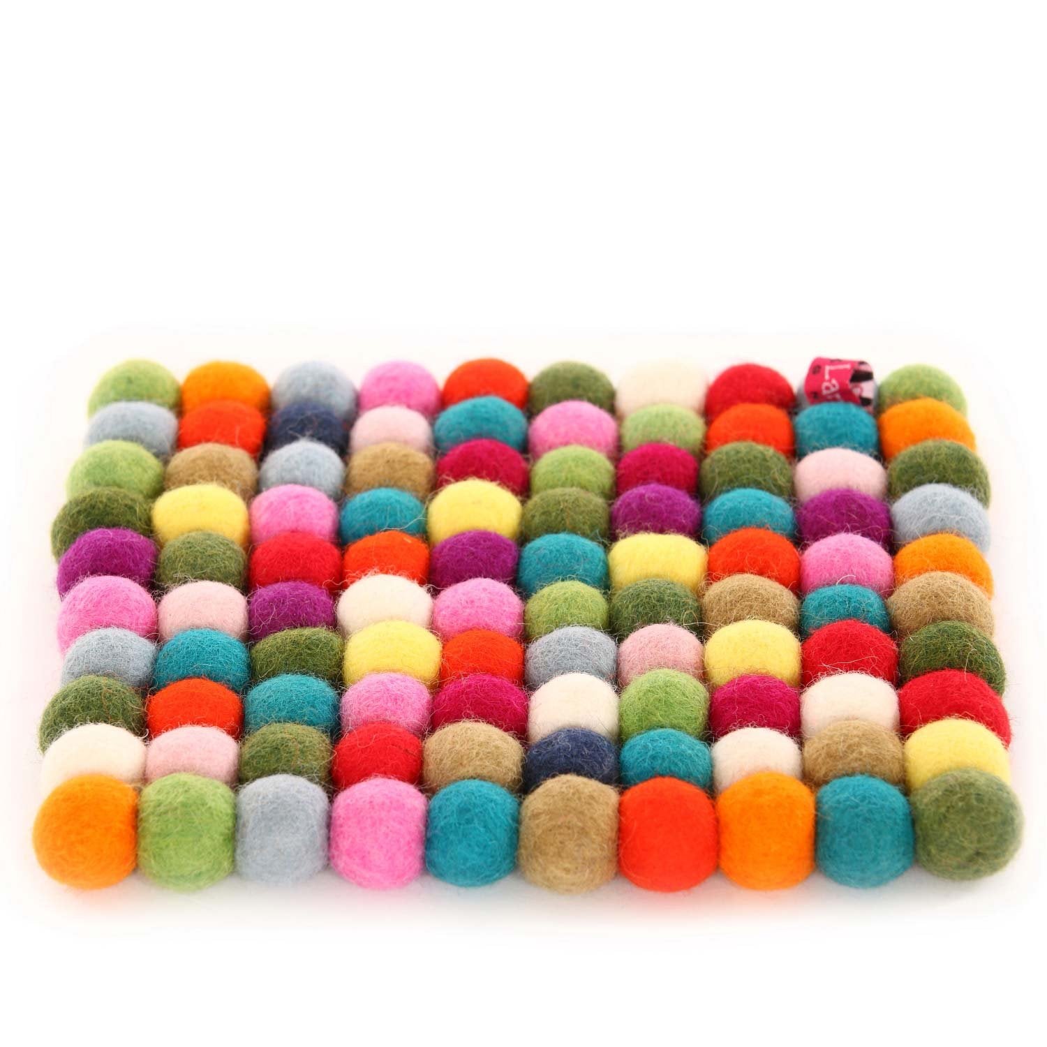 Happy As Larry Round Felt Ball Trivet(S) And Coasters (Trivet Only, Square Original Multi-Color)