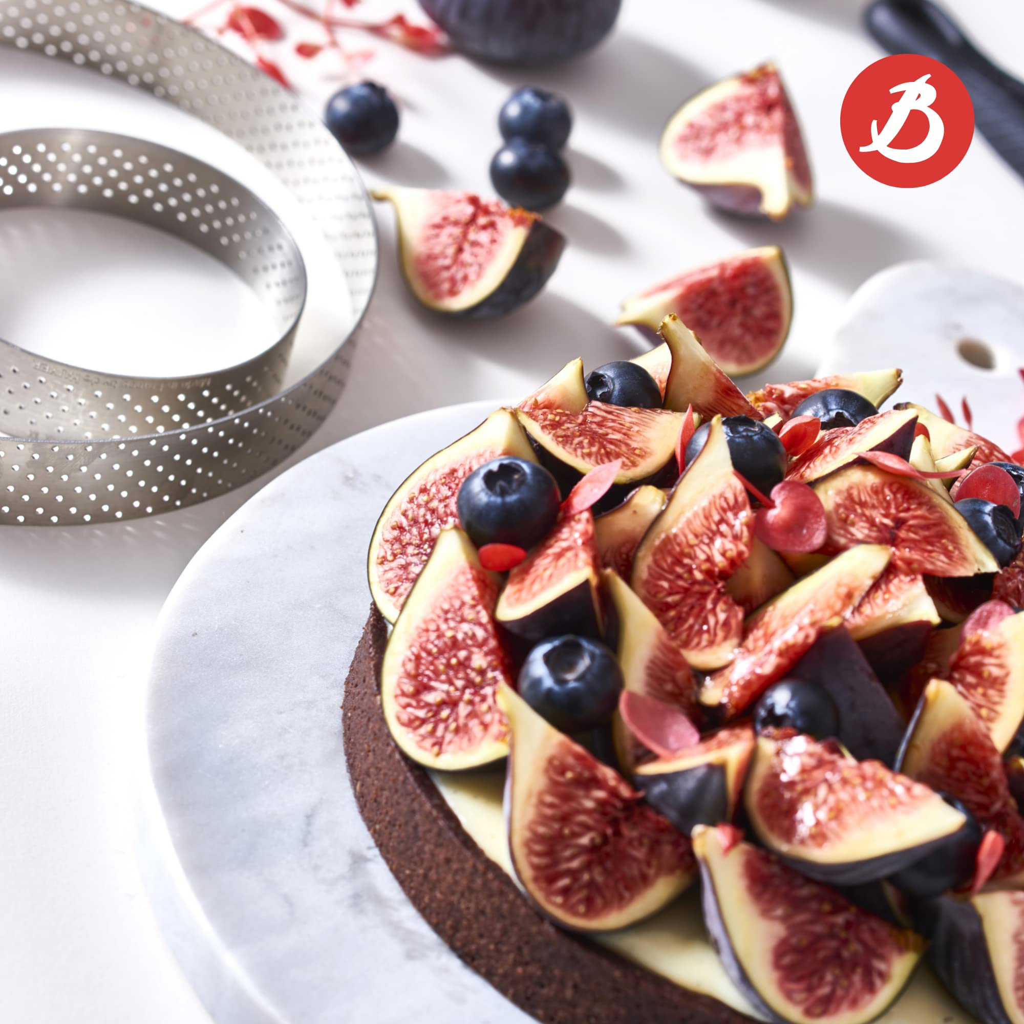 de Buyer Perforated Round Tart Ring - 6 Diameter  0.8 Height - Perfect for Baking Beautifully Crisp Tarts - Easy to Use & Clean - Made in France