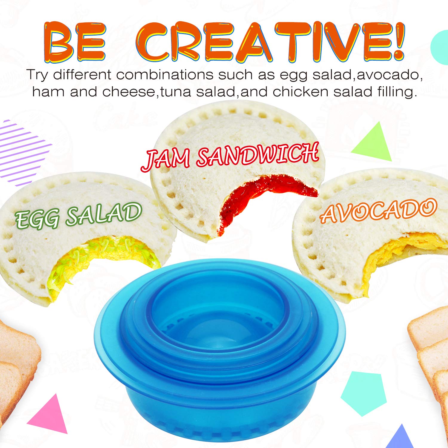 Hiyz Sandwich Cutter And Sealer - 5 Pcs Decruster Sandwich Maker - Peanut Butter And Jelly Crustless Sandwich Bread Pancake Make