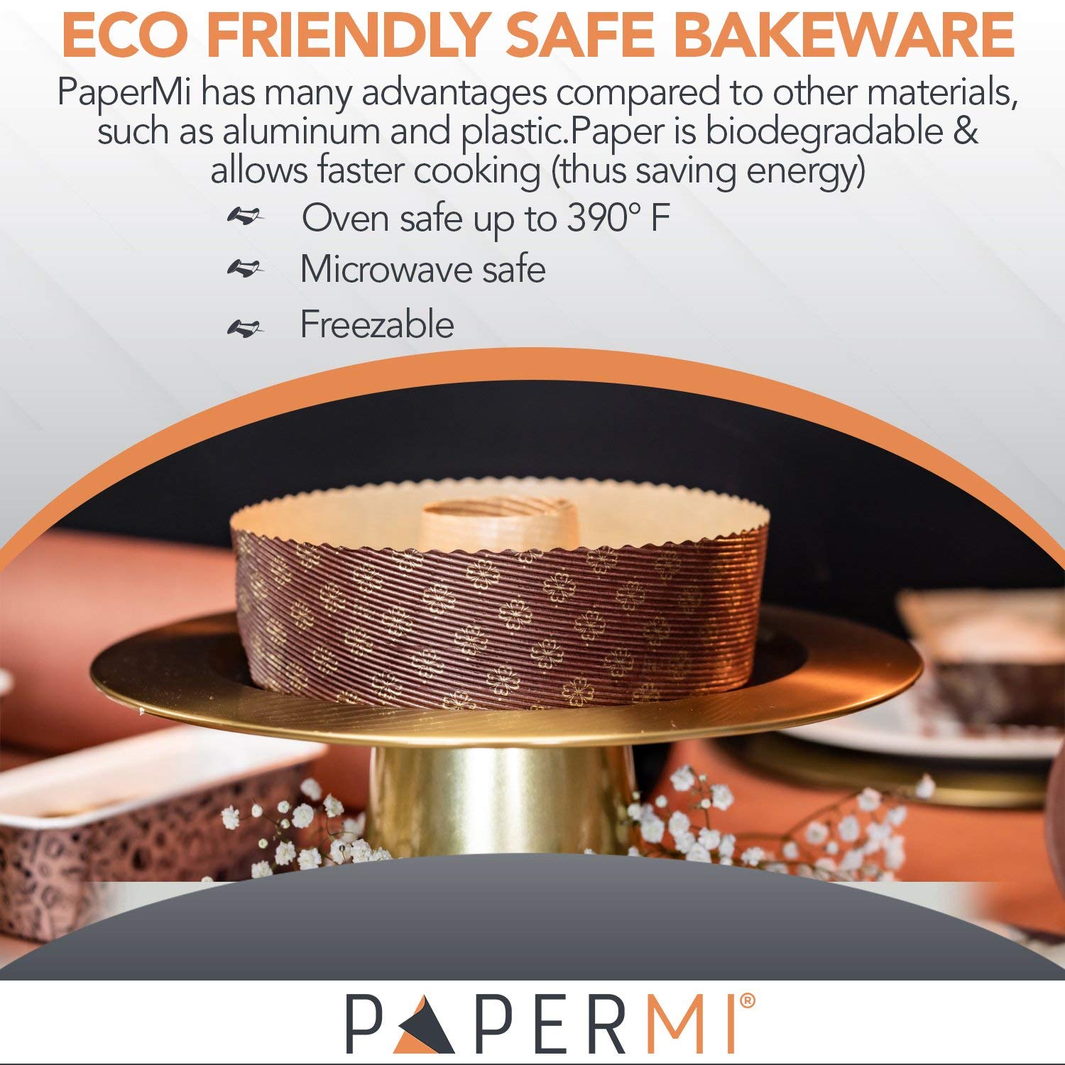 Round Paper Cake Pans - 12Pcs, 8    X 2.4   , 35Oz - Oven, Microwave & Freezer Safe Panettone Paper Mold With Hole - Non Stick,