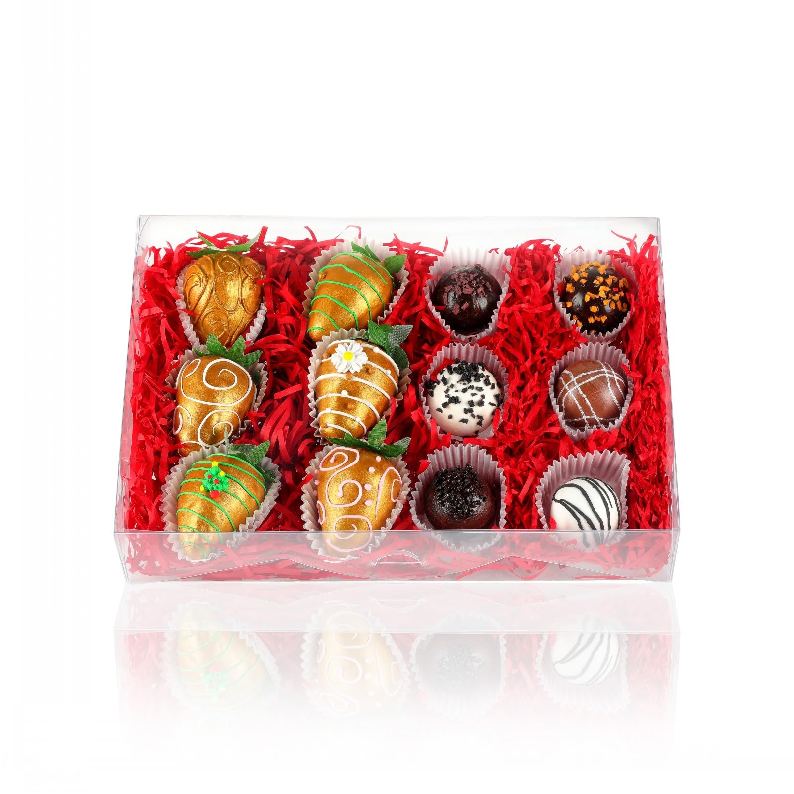 JCXGRVC 25 PCS 10x7x2 inches Clear Cookie Boxes Strawberry Boxes Bakery Boxes Macaron Box Gift Box Treat Box for Party Easter Mo