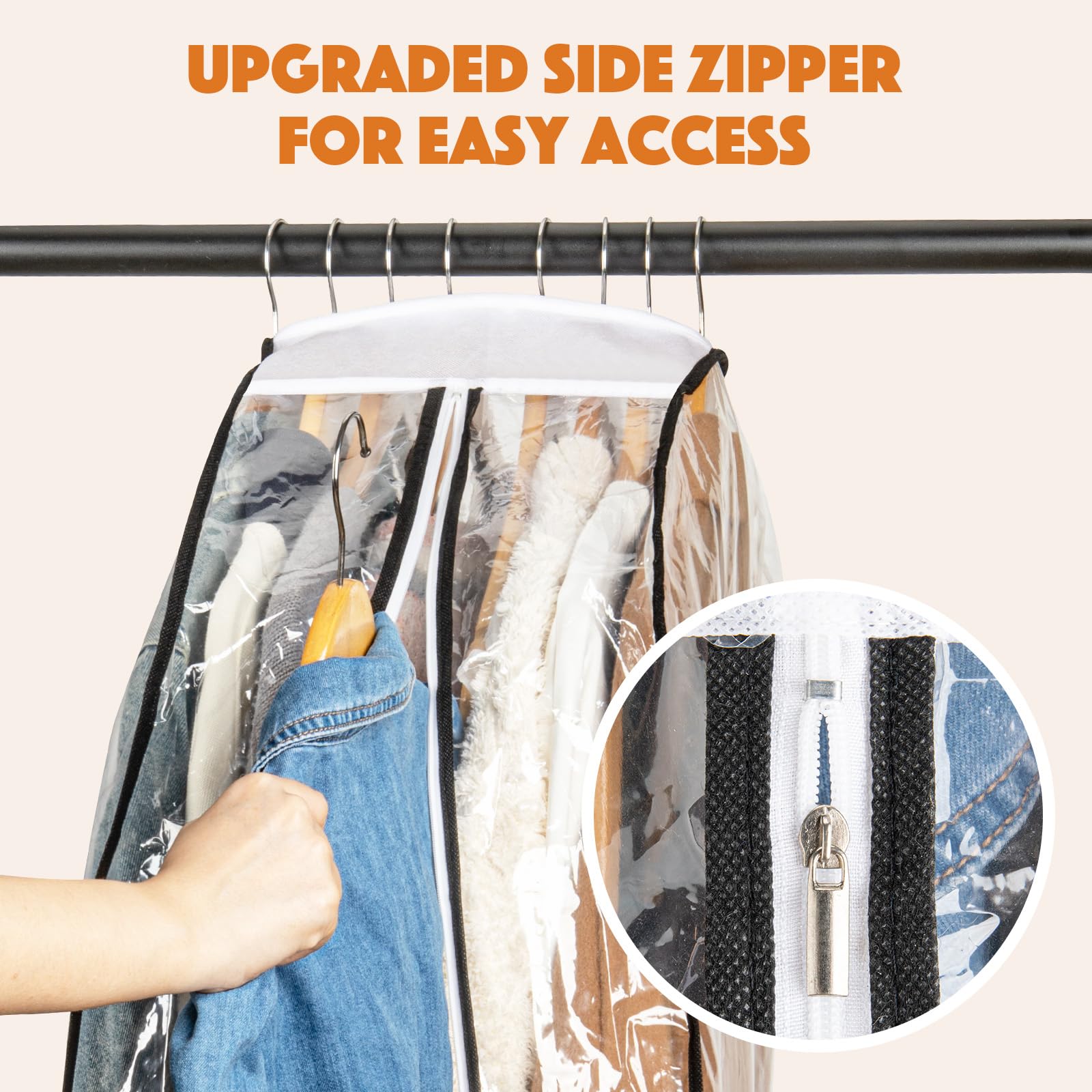 Bamalu 4 Packs 40'' Clear Garment Bags For Hanging Clothes, 10'' Gusseted Garment Bags For Closet Storage,Clean And Tidy Plastic