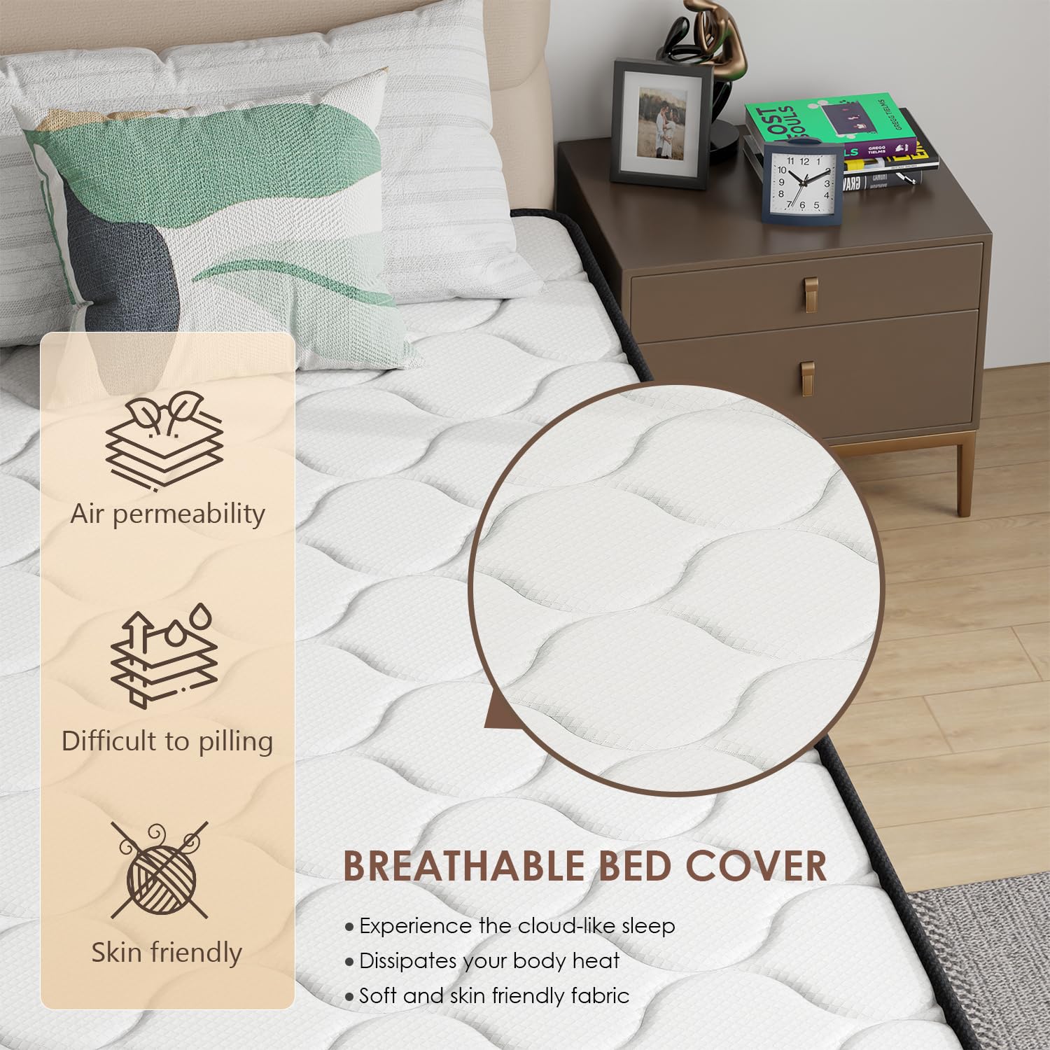 Paylesshere 6 Inch Hybrid Mattress With Innerspring And Foam/Fiberglass Free/Medium Firm Spring Mattress/Twin Size Mattress In A