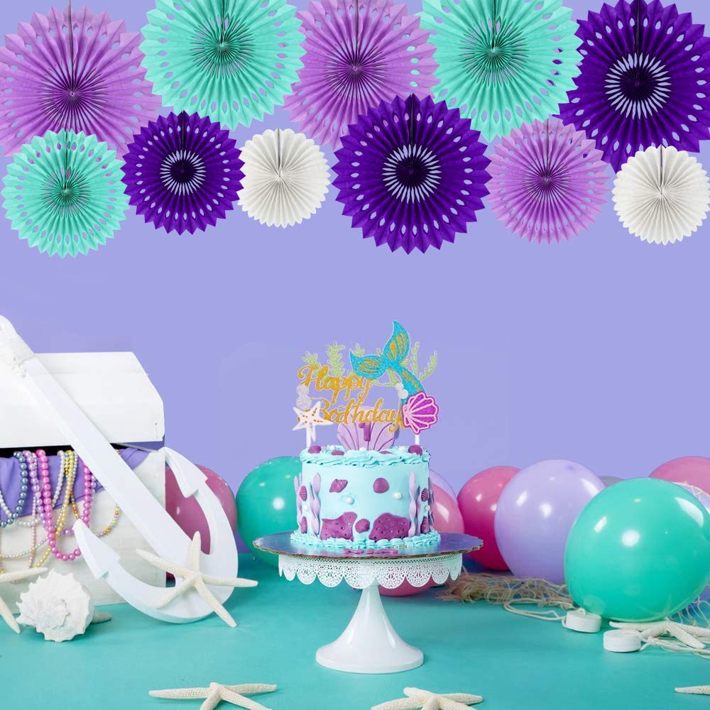 Beishida Purple Lavender Blue Hanging Honeycomb Round Paper Fans Decoration Kit Tissue Paper Fan Garland For Baby Shower Girl Ki
