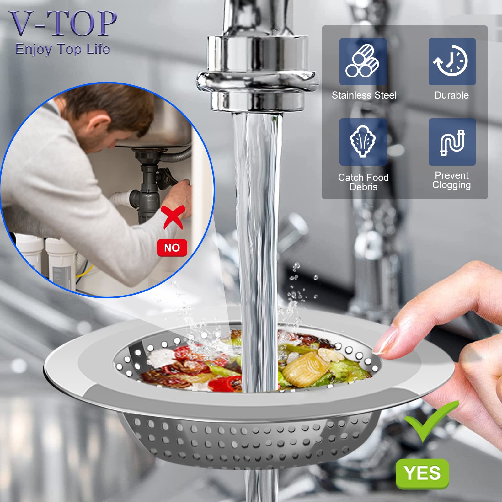 Kitchen Sink Drain Strainer, 4 Pack Stainless Steel And Black Mesh Sink Strainer For Kitchen With Large Wide Rim 4.5'' Diameter,