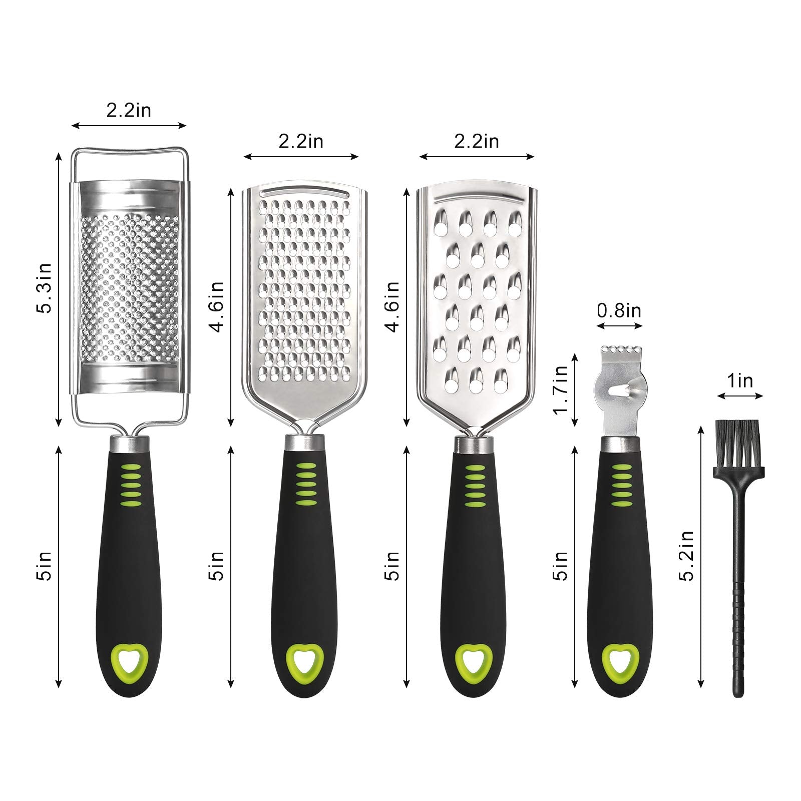 SUTINE Cheese Grater Set Lemon Zest Grater  Stainless Steel Kitchen Grater for Parmesan Cheese  Ginger  Garlic  Nutmeg  Fruits  Vegetables  Dishwasher Safe  Set of 5