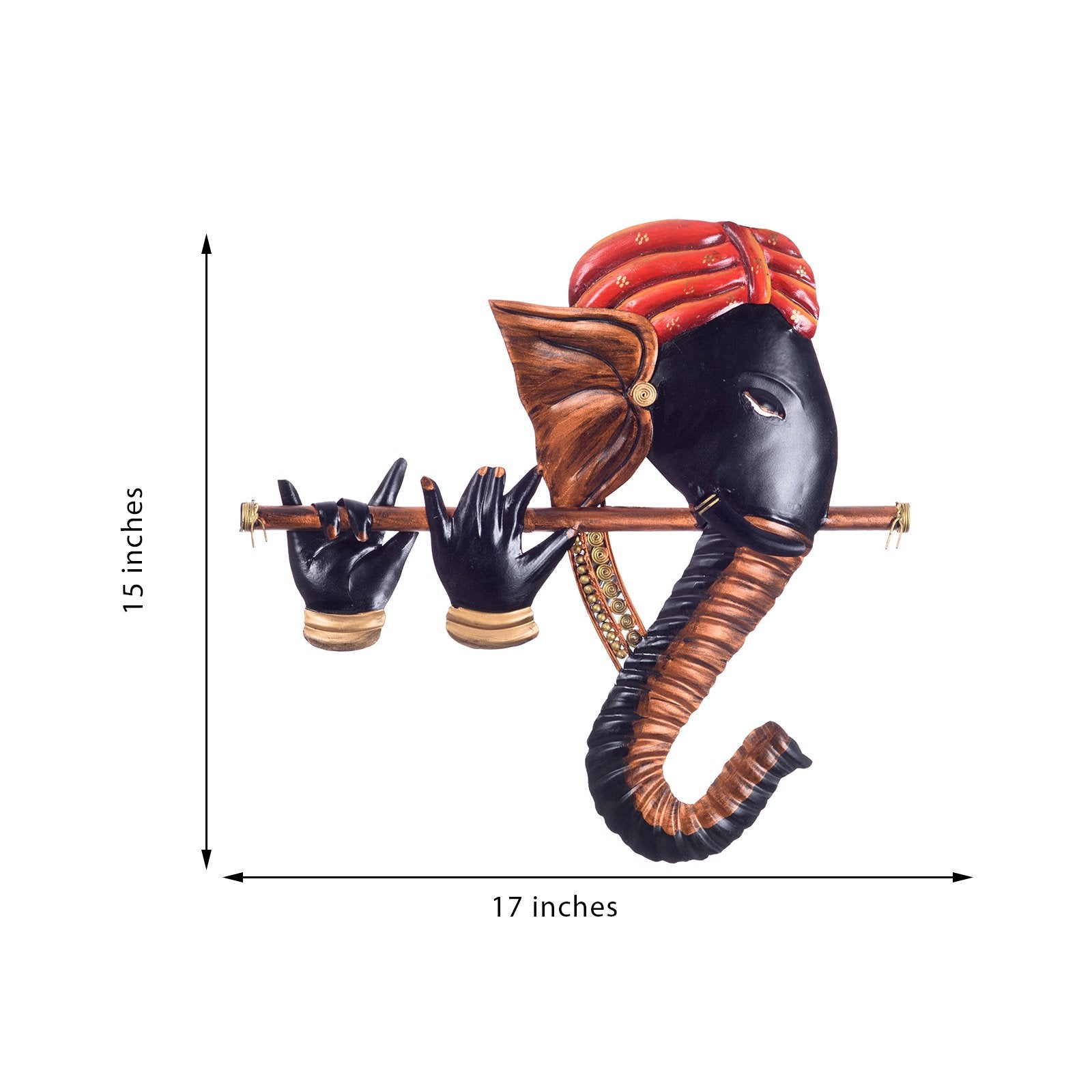 Ecraftindia Wrought Iron Bansuri Ganesha Wall Hanging