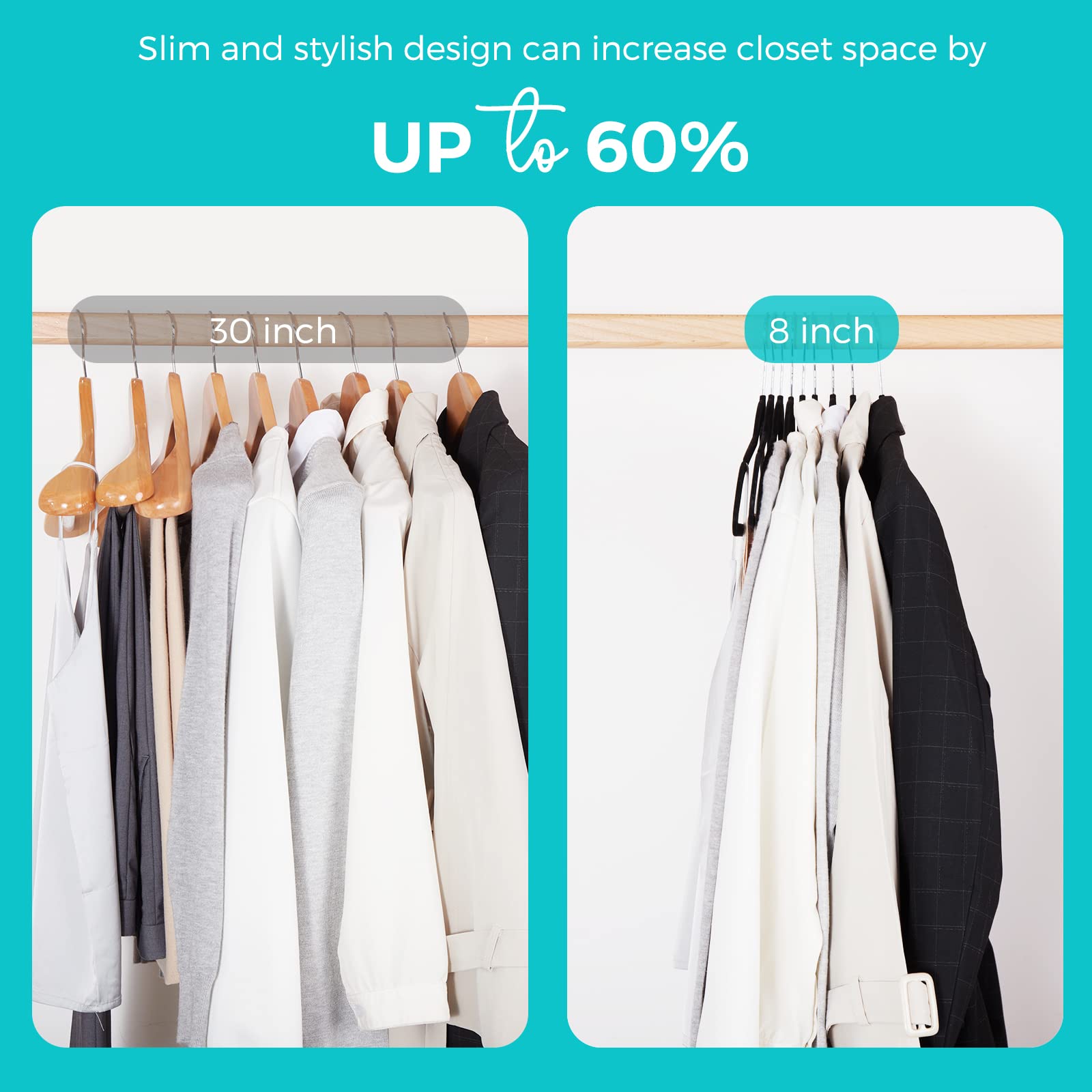 HOUSE DAY Premium Velvet Hangers 50 Pack  Non-Slip Flocked Felt Hangers  Sturdy Clothes Hangers Heavy Duty Coat Hangers & Suit Hangers  Durable Slim Black Hangers for Closet Space Saving