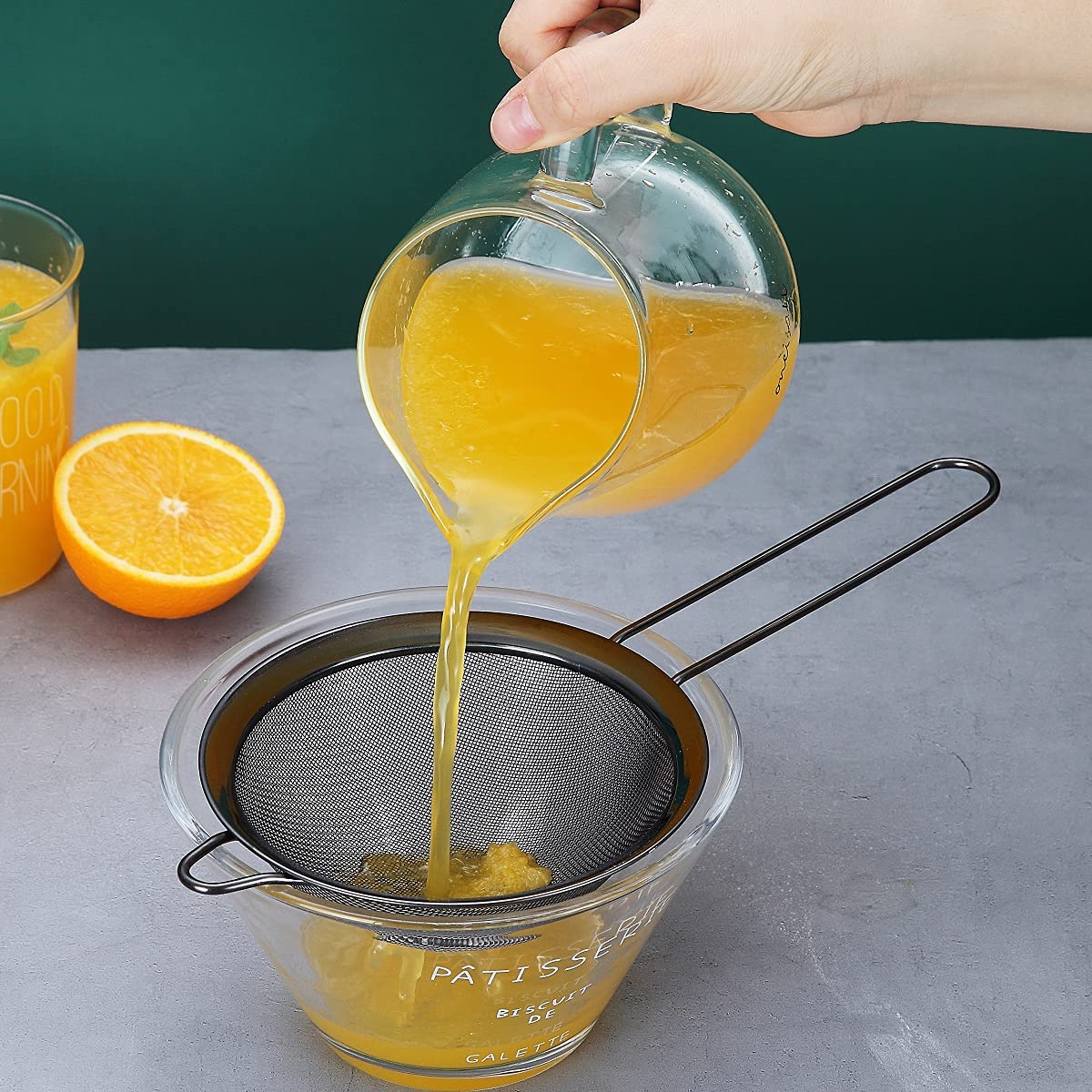 Black Fine Mesh Strainer 3 Pieces Set, Black Flour Sifter For Baking, Stainless Steel Clander, Black Matcha Tea Strainer, Gravy