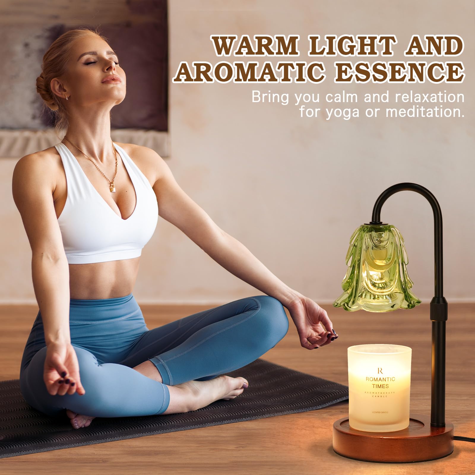 Small Candle Warmer Lamp with Timer, Adjustable Green Lamp Warmer for Jar Candles, Unique Women Gifts for Birthday, Dimmable Can