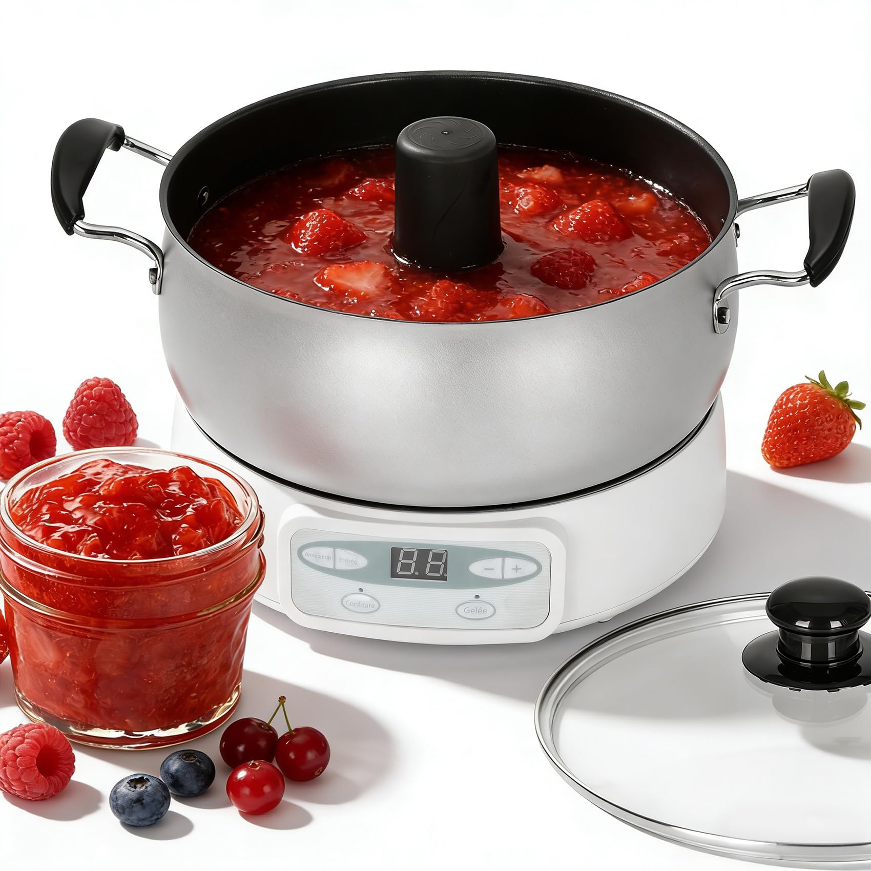 Automatic Jam and Jelly Maker 1000W, Electric Jam Jelly & Sauce Machine 2L Per Batch (4 x 16OZ), Electric Pot Stirrer Machine No