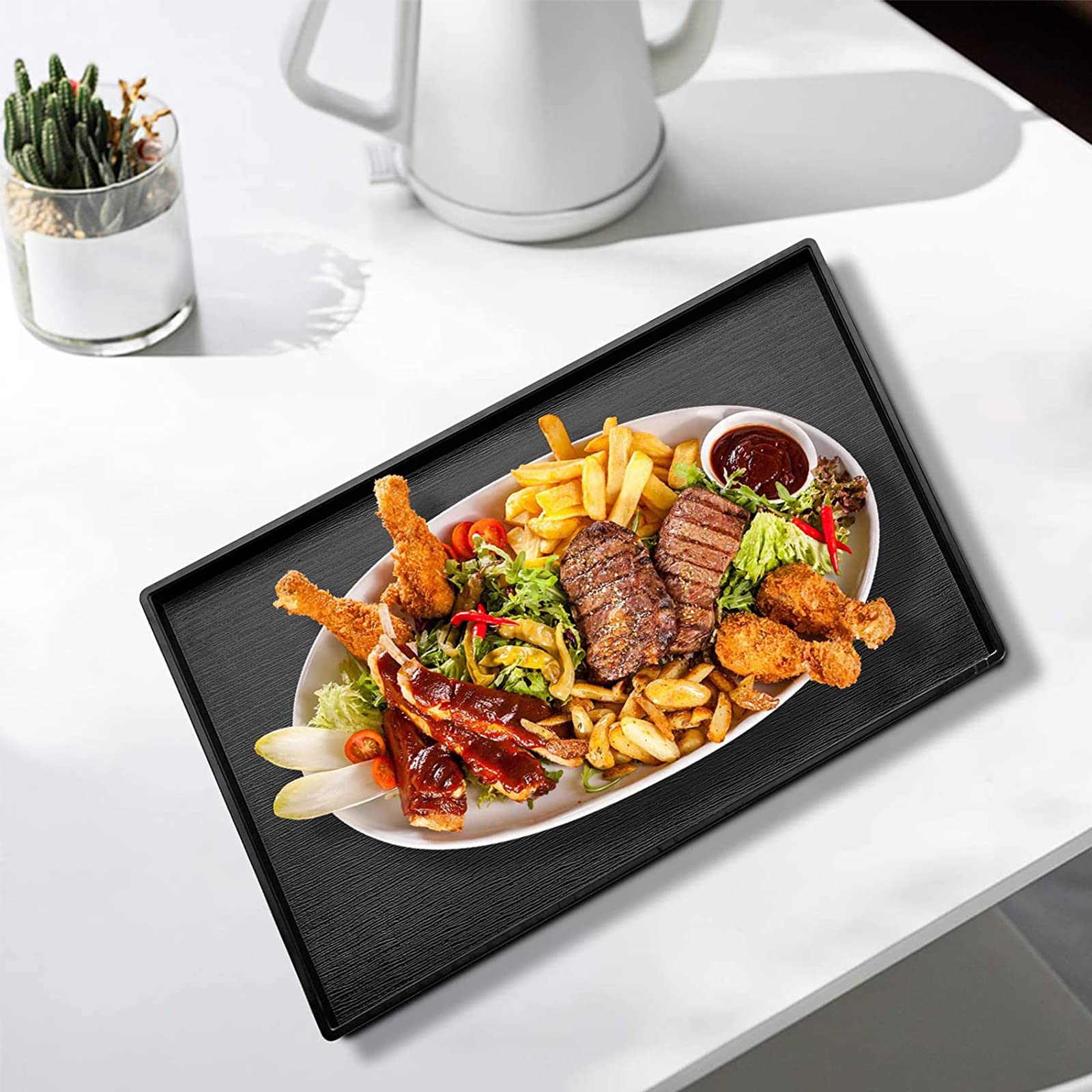 22 X 18 Inches Extra Large Solid Wood Serving Tray Tea Coffee Table Tray Snack Food Meals Serving Plate Kitchen Party Bar Server
