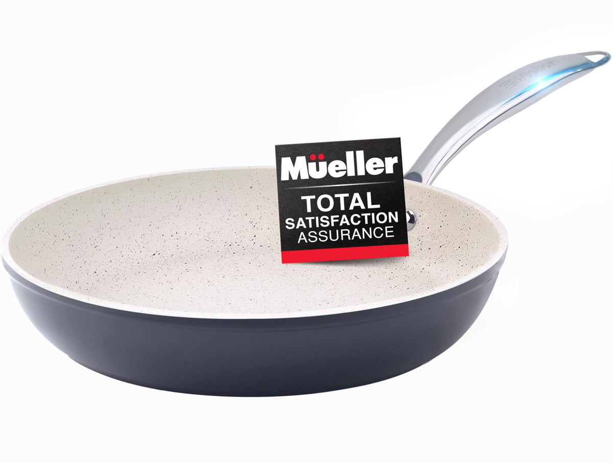 Mueller 12-Inch Fry Pan, Heavy Duty Non-Stick German Stone Coating Cookware, Aluminum Body, Even Heat Distribution, No Pfoa Or A