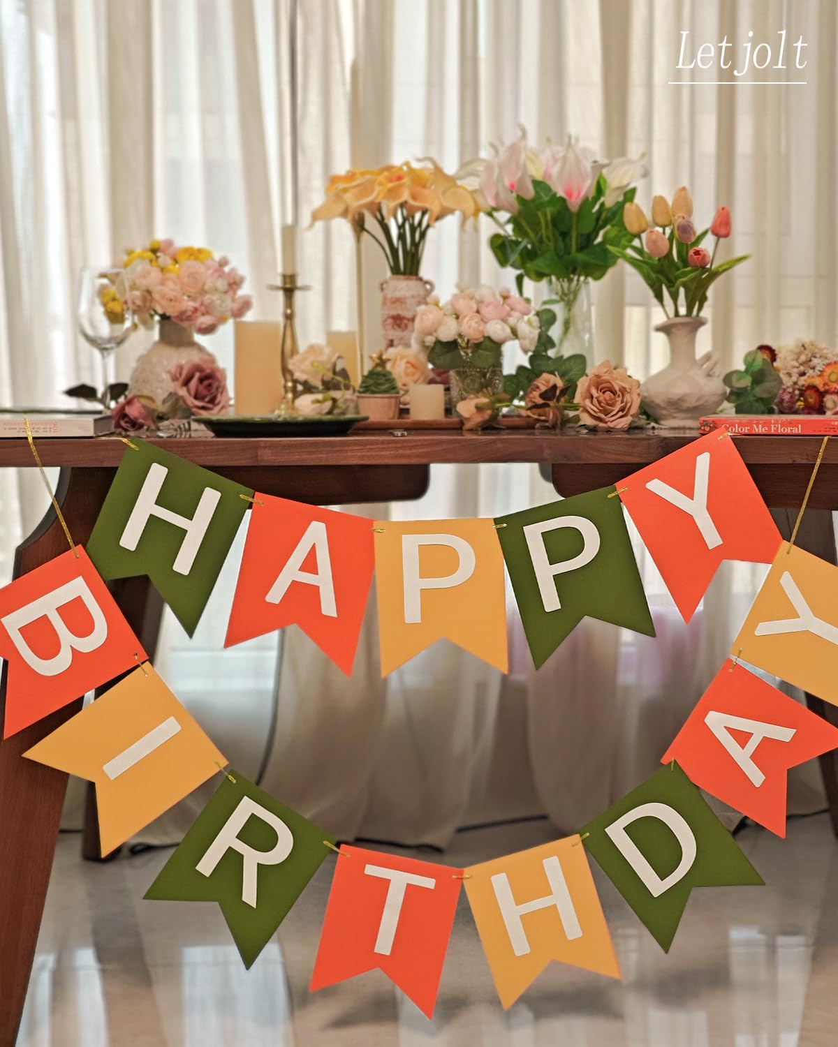 Letjolt Orange Happy Birthday Banner Birthday Party Supplies Handmade Garland Decorations Boho Theme Birthday Exquisite Signs Nu