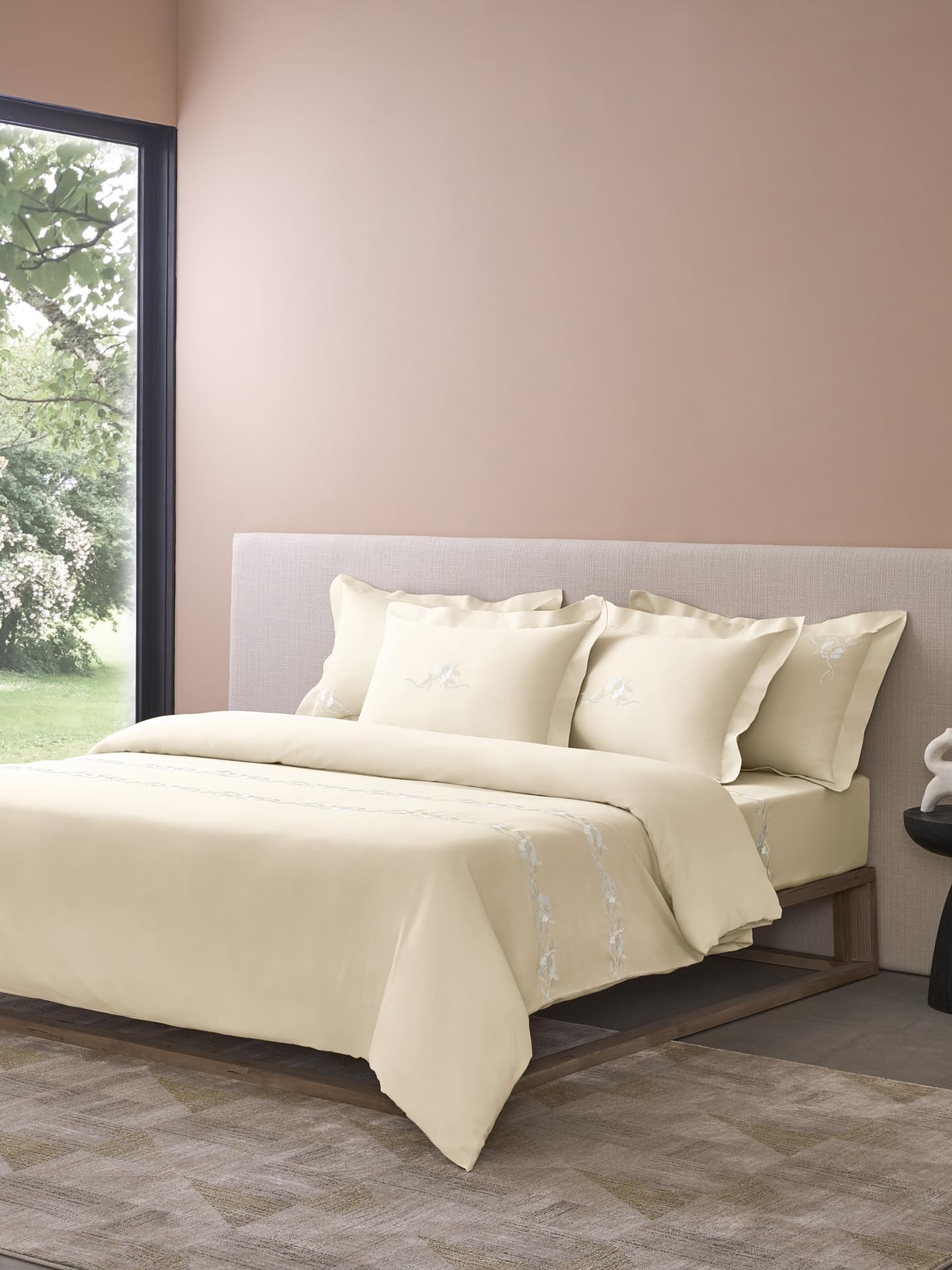 SANSAAR VineCloud Cream King Bed Sheet Set 274X274 CMS