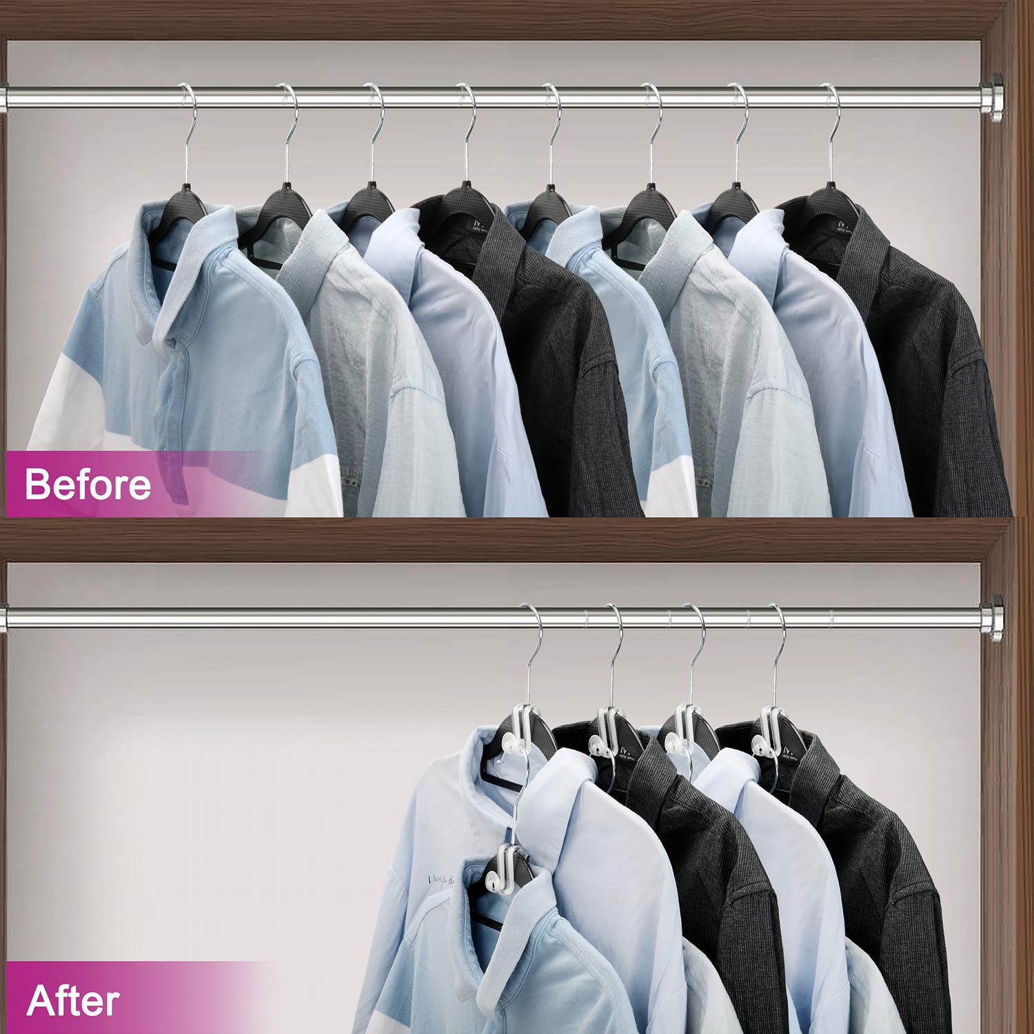 Mlici 70 Pack Connector Hooks for Hanger  Transparent Stackable Clothes Hangers with Hooks  Hanger Extender Clips Space Saving  Clear Velvet Hanger Cascading Hooks for Outfit Organizer