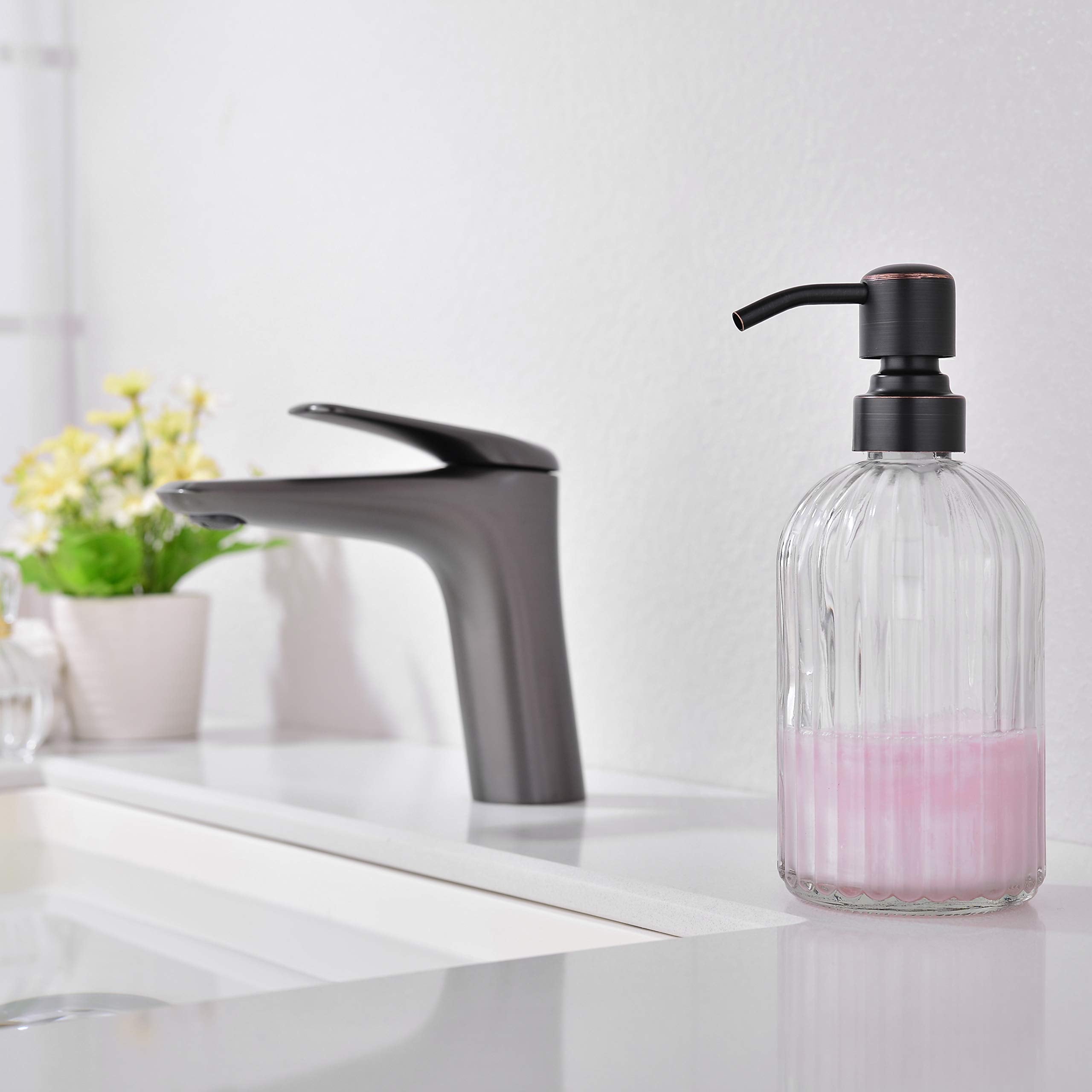 Leetcp Soap Dispenser, Dish Soap Dispenser, Bathroom Liquid Soap Dispenser, With Rustproof Stainless Steel Pump, 16 Oz Oil Rubbe