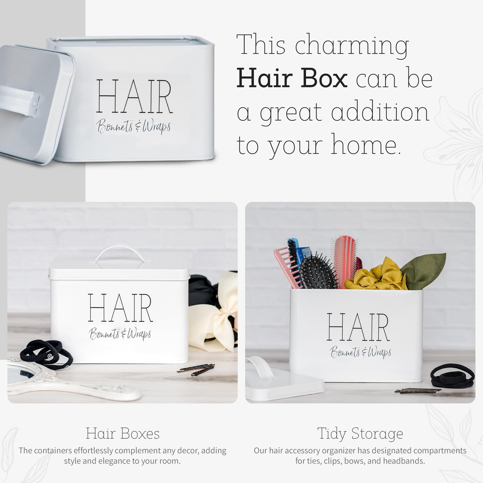 Lola Creates Bonnet And Wraps Organizer - Bonnets And Wraps Holder For Girls Hair Accessory Storage - White Clip Container For B