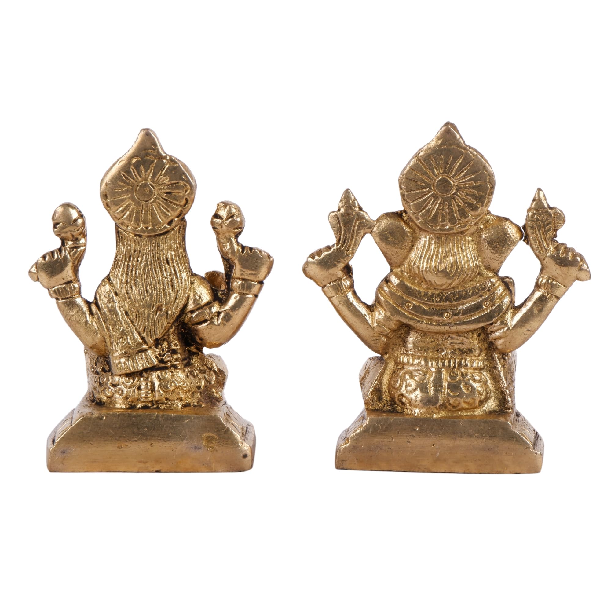 Shoppingrox Lakshmi Ganesh Set 9 Cm Religious Idol & Figurine Brass Metal Yellow Colour