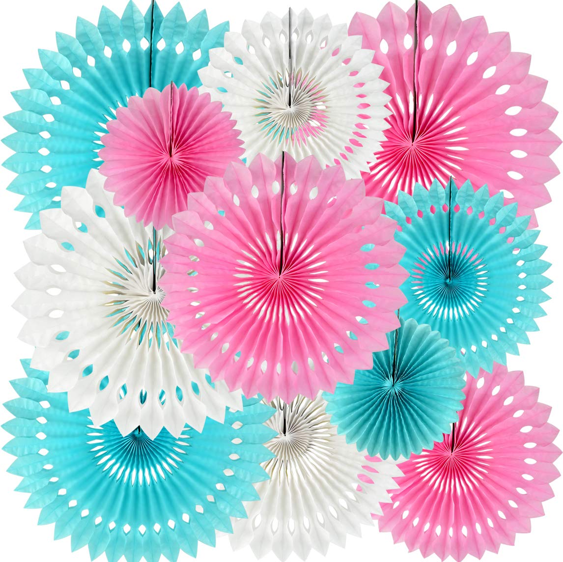 He Or She Gender Reveal Party Supplies Blue Pink White Hanging Honeycomb Round Paper Fans For Birthday Baby Shower Bachelorette