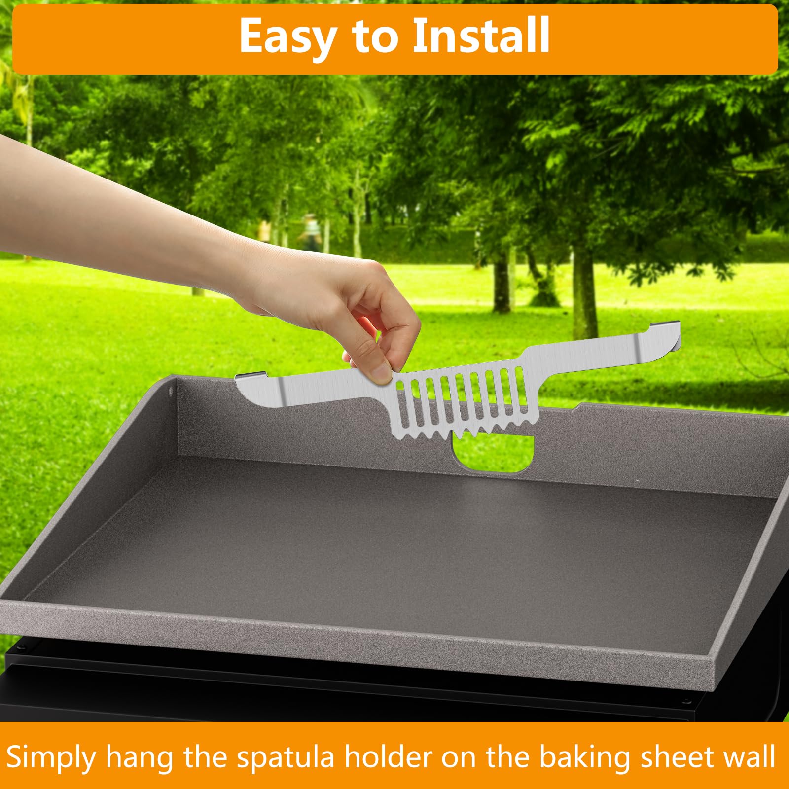 Grease Gate Spatula Holder For Blackstone Griddle,11.8 Inch Magnetic Design Prevent Food From Falling Stainless Steel Grill Barb