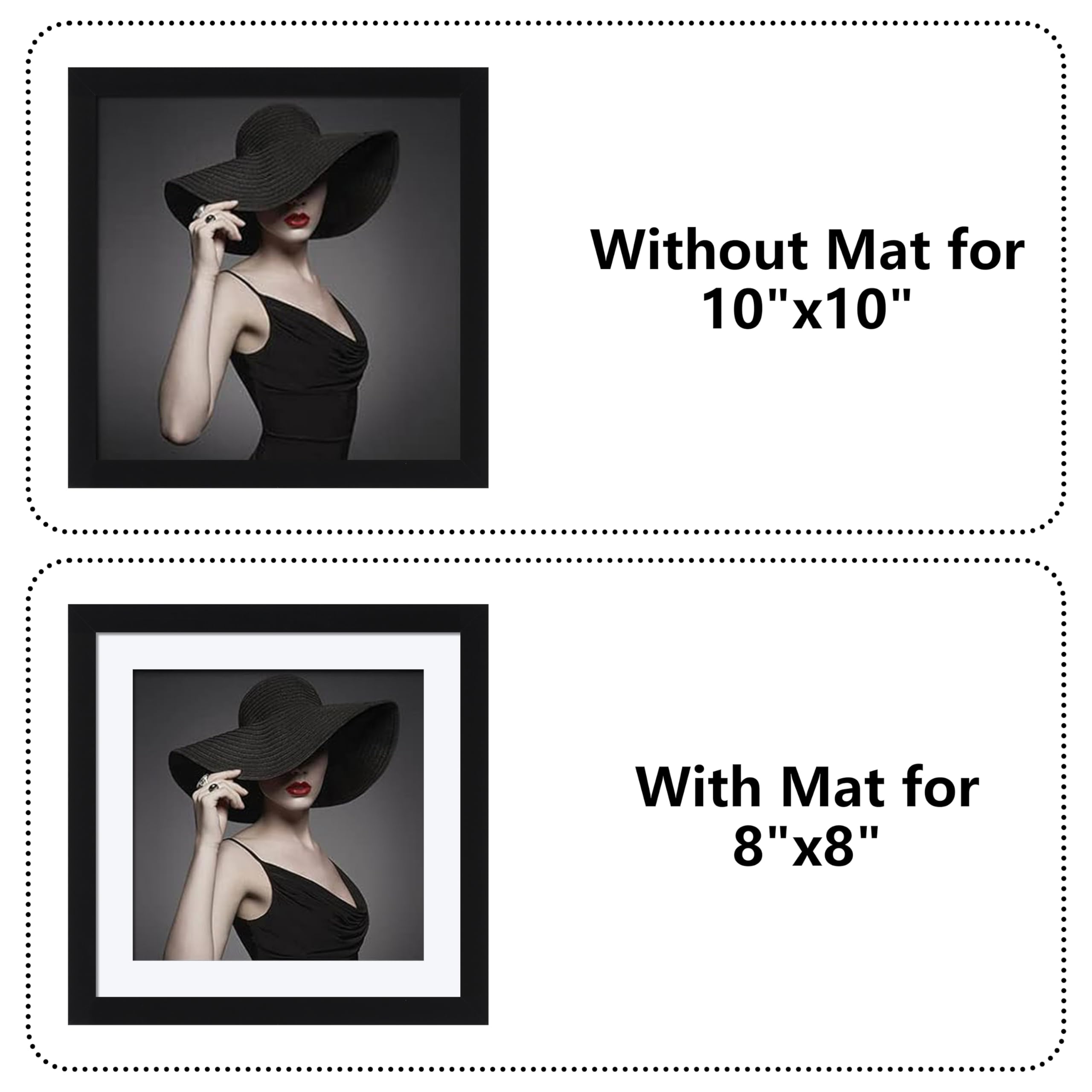 CORE ART 10x10 Picture Frame Set of 4, Display Pictures 8x8 with Mat or 10 x 10 without Mat, Multi Photo Frames Collage for Wall