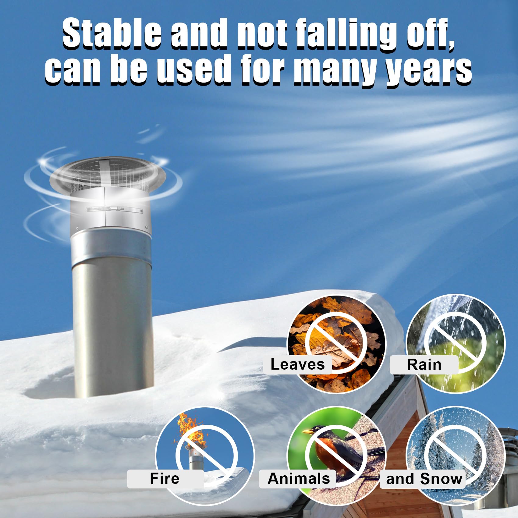 Bootuu 10 Inch Round Chimney Cap, 10 Inch Tapered Top Chimney Cap With Screen, 10 Inch Chimney Cap With Fastening Device With Sc