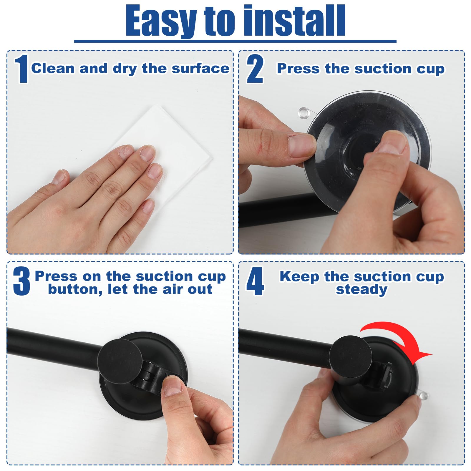 Adjustable 16-27 Suction Cup Towel Bar Extendable Suction Cup Towel Holder Bathroom Stainless Steel Towel Rack Towel Bar For Gla