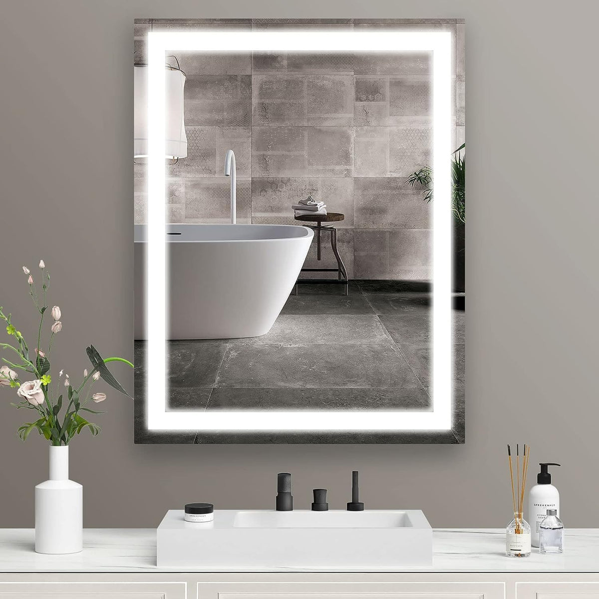 Yeeopp Bathroom Mirror With Led Lights Super 6000K Bright 32X24 Inch High Definition Waterproof For Washrooms Glass Led Makeup M