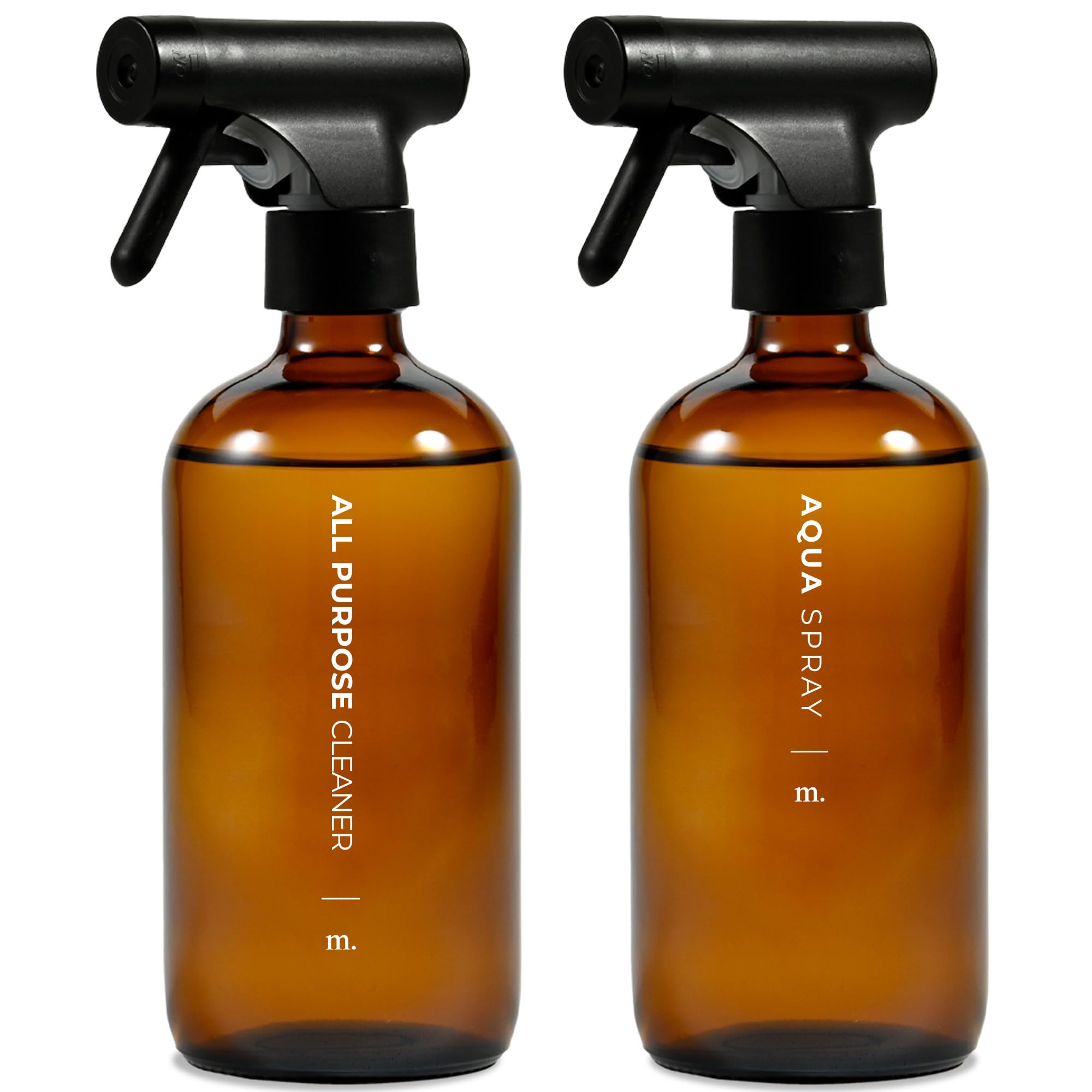 Maisonovo Glass Spray Bottle | 16.9 Fl Oz Amber X 2 With 16 Labels