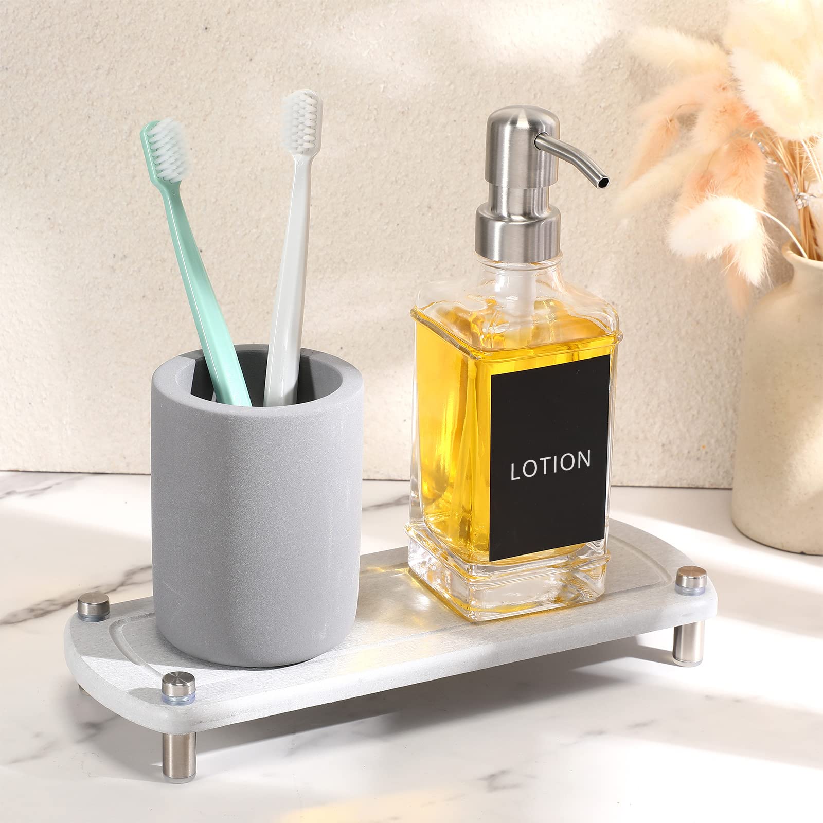 Bojdopie Sink Caddy, Instant Dry Bathroom Kitchen Sink Organizer, Water Absorbing Stone Tray For Soap Bottle Sponge Brush Candle