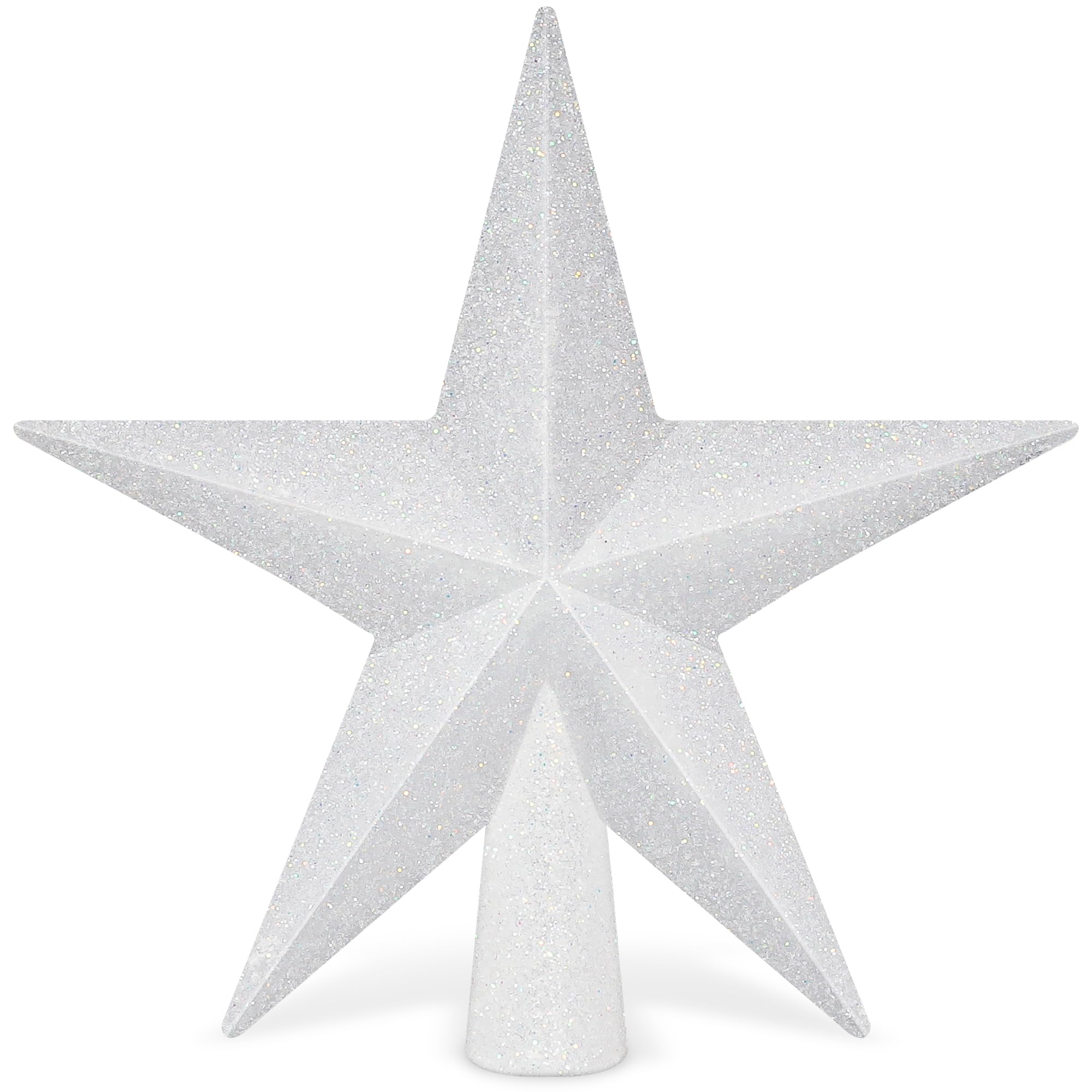 Christmas Tree Topper, 1PCS 4 White Glitter Star Tree Topper, 3D Xmas Shatter-Proof Mini Bethlehem Star Tree Topper Decorations,