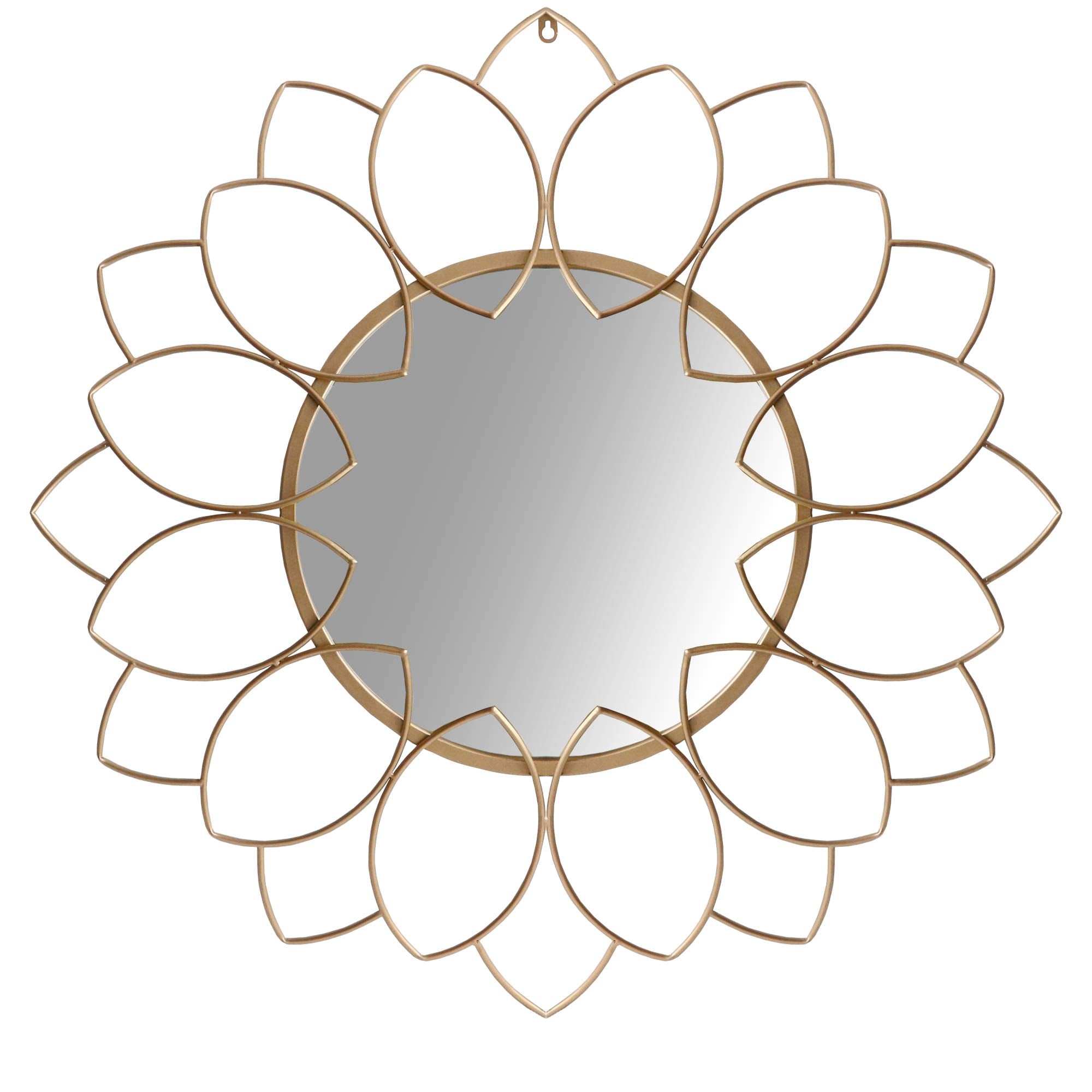 The Urban Port Round Metal Decor Wall Mirror with Oval Motif