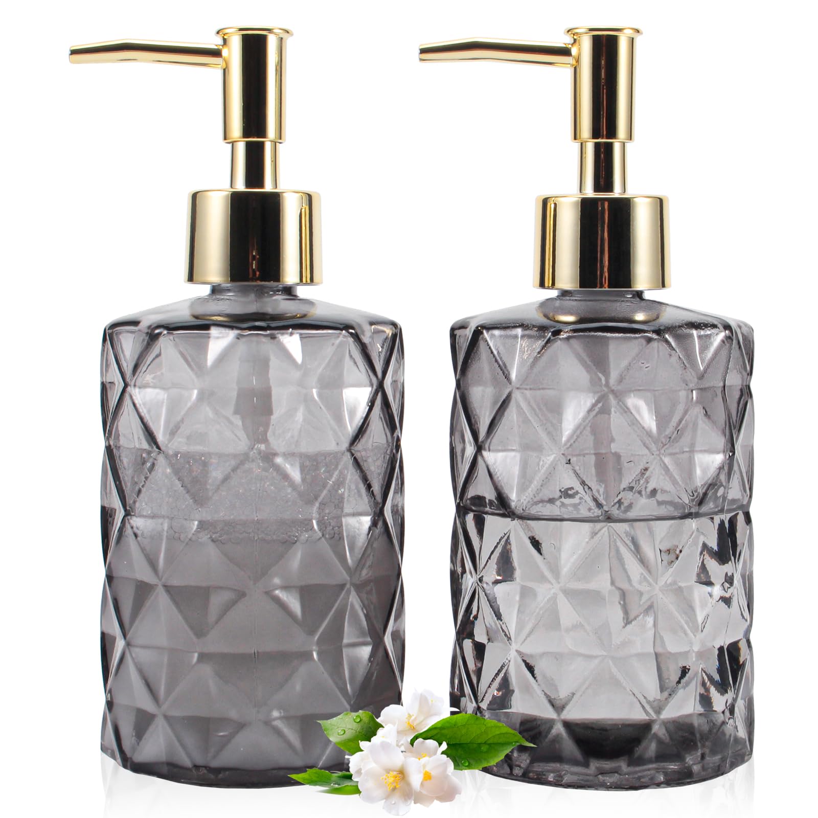 Goyisee Soap Dispenser With Pump,Soap Dispenser With Diamond Pattern For Kitchen Countertop,Bathroom,Hot Pink Bathroom Accessori