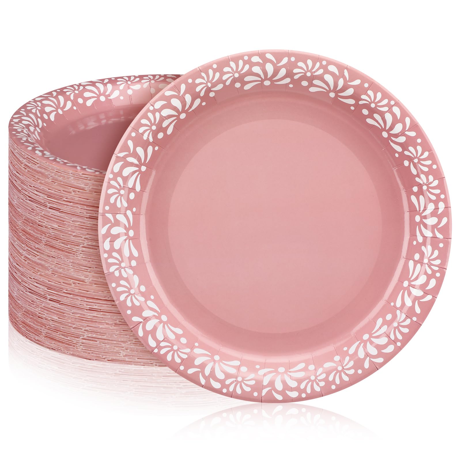 Yungyan 100 Pcs 9 Inch Pink Platos De Barro Cielito Lindo Plates Mexican Paper Plates Cielito Lindo Baby Shower Favors for Talav
