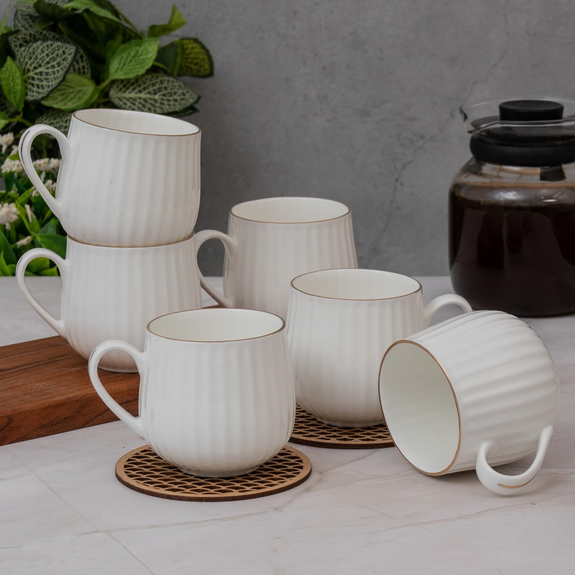 Clay Craft Fine Ceramic Director Coffee Mug Set Of 6210 Ml Each, Mugs For Coffee, Cups Set, Ideal For Gifting, Perfect For Home