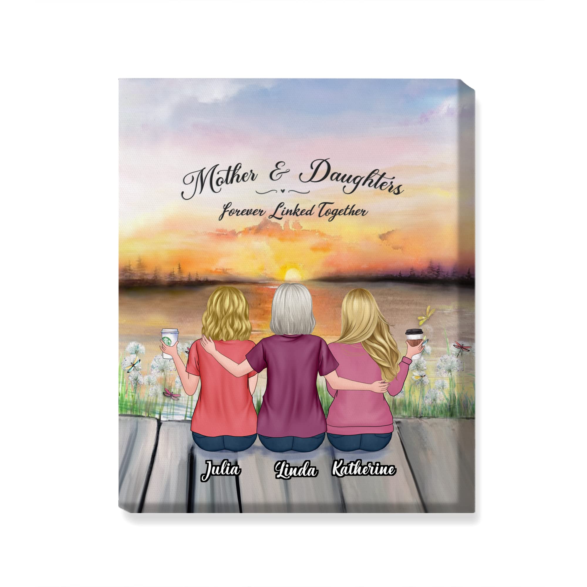 Gossby Custom Mom Wrapepd Canvas - Custom Gift For Mom From 2 Daughters With Design, Name - Mother Daughter Gift - Mothers Day,