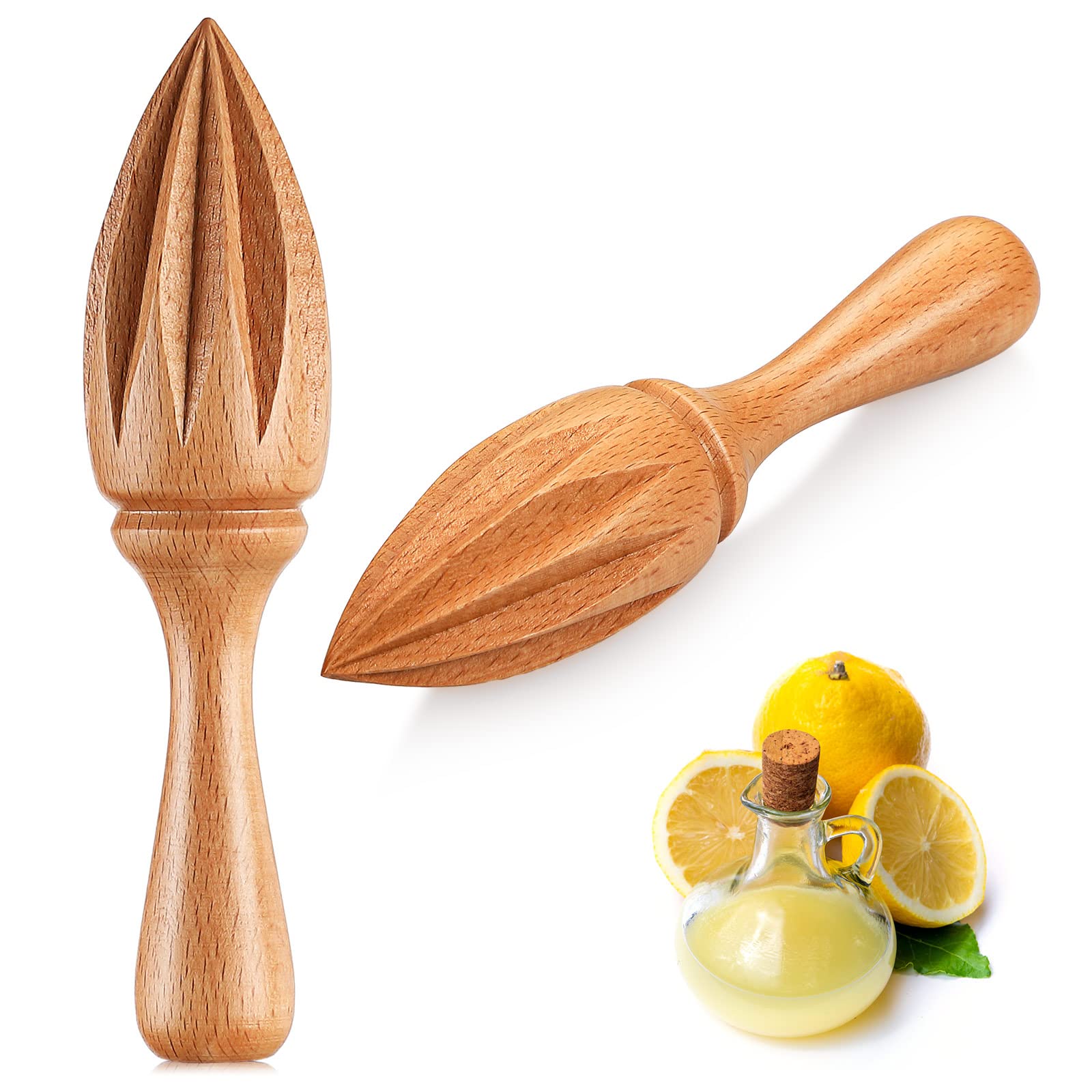 2 Pcs Wooden Citrus Reamer Lemon Hand Juicer Beech Wood Handheld Citrus Juicer Easy To Hold Kitchen Juicing Tool Manual Orange L
