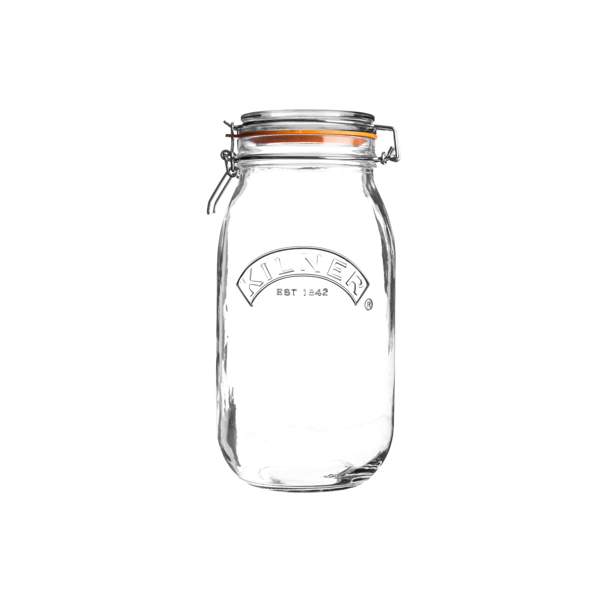 Kilner Round Clip Top Jar, Large Glass Canister With Airtight Seal For Home Canning, Preserving, And Storing, 51-Fluid Ounces, 1