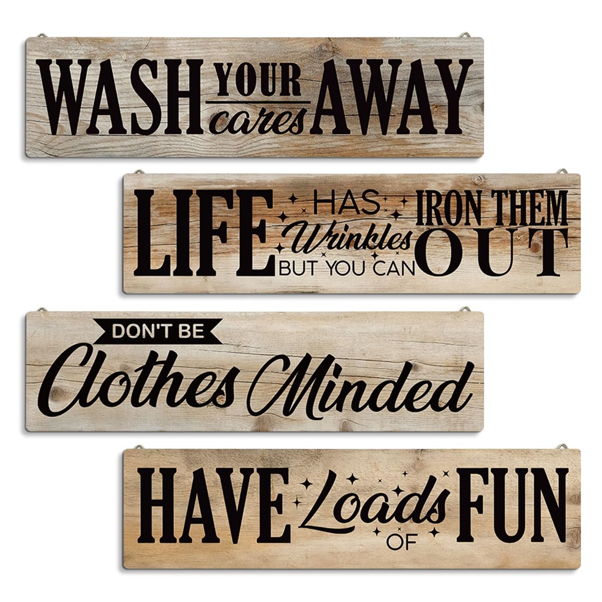 4 Pcs Laundry Room Decors, Four Pieces Hanging Wall Plaques, Funny Laundry Room Wall Art, Farmhouse Laudry Quotes Sign, Wall Dec