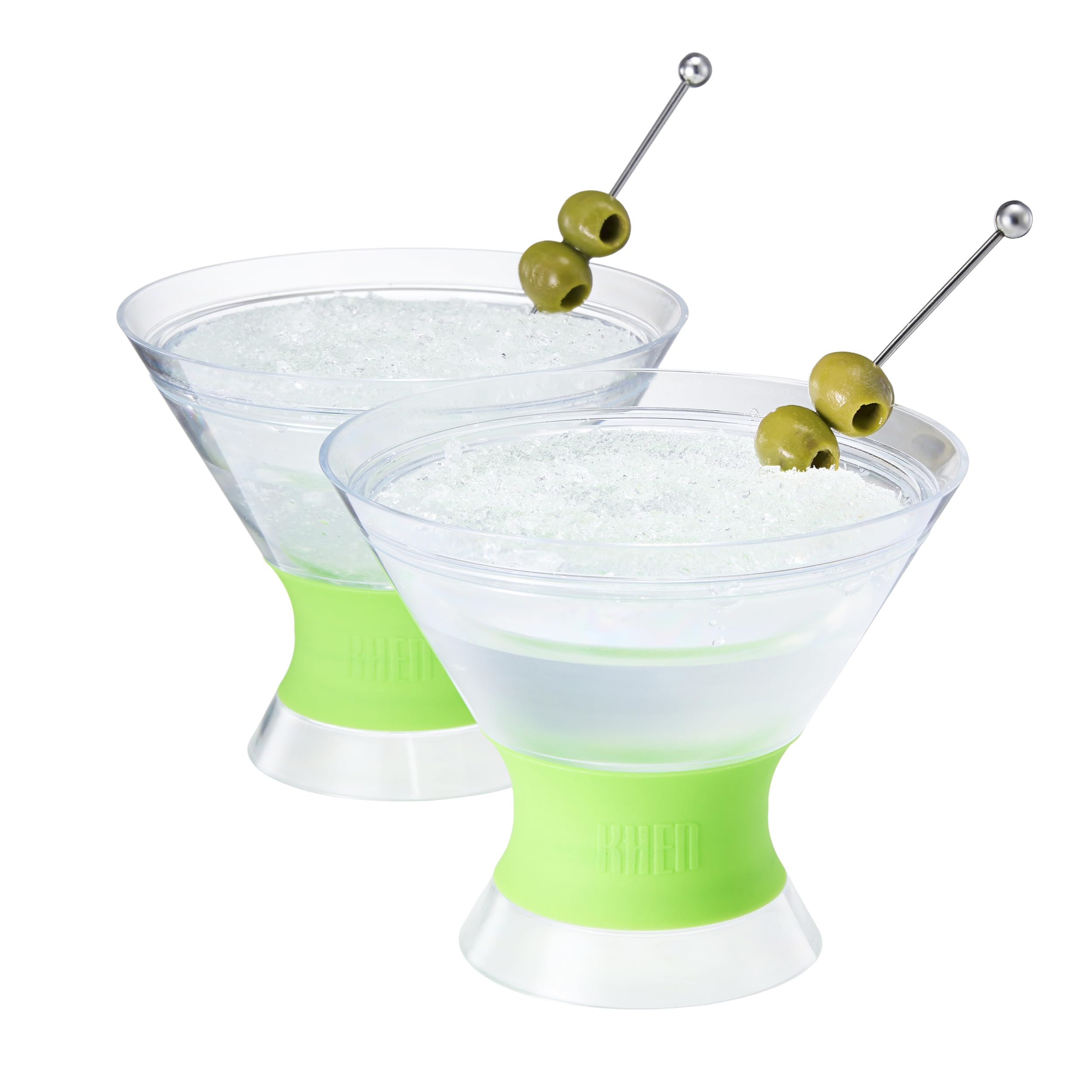 Khen Cooling Martini Glasses – Double-Wall Insulated 10 oz Cocktail Glasses with Frosted Base